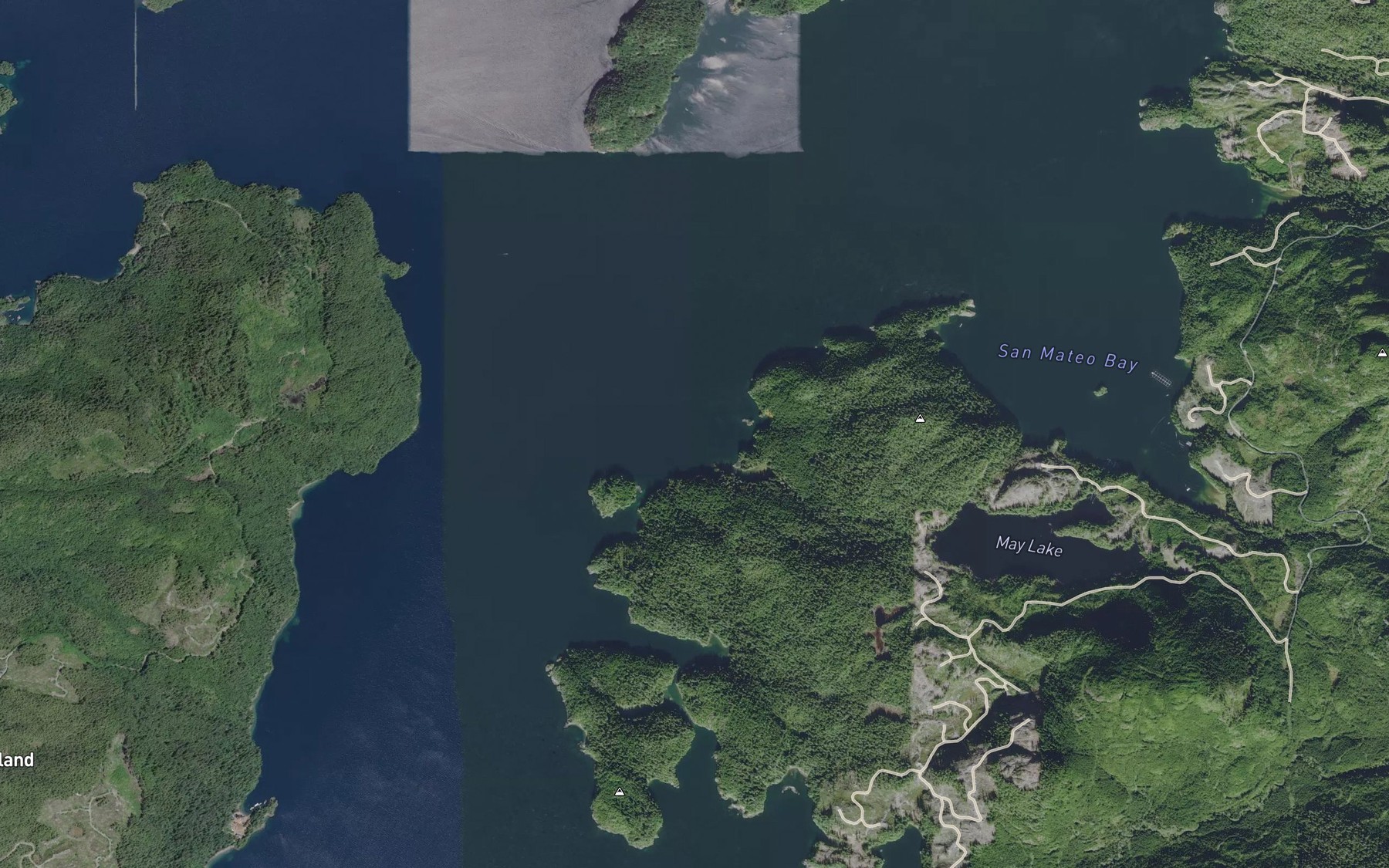 Satellite map of the Crickitt Bay