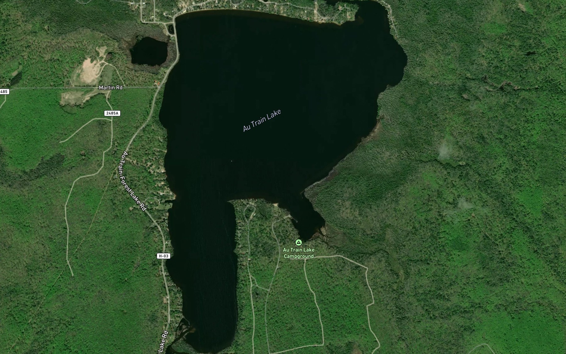 Satellite map of the Au Train Lake