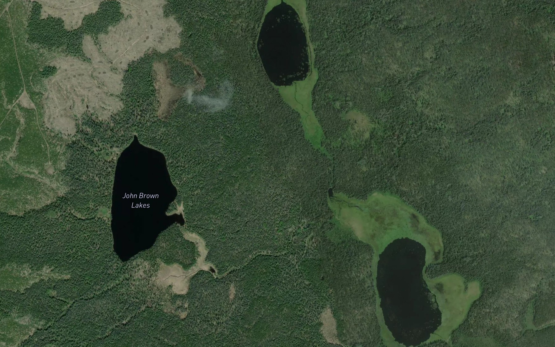 Satellite map of the John Brown Lakes