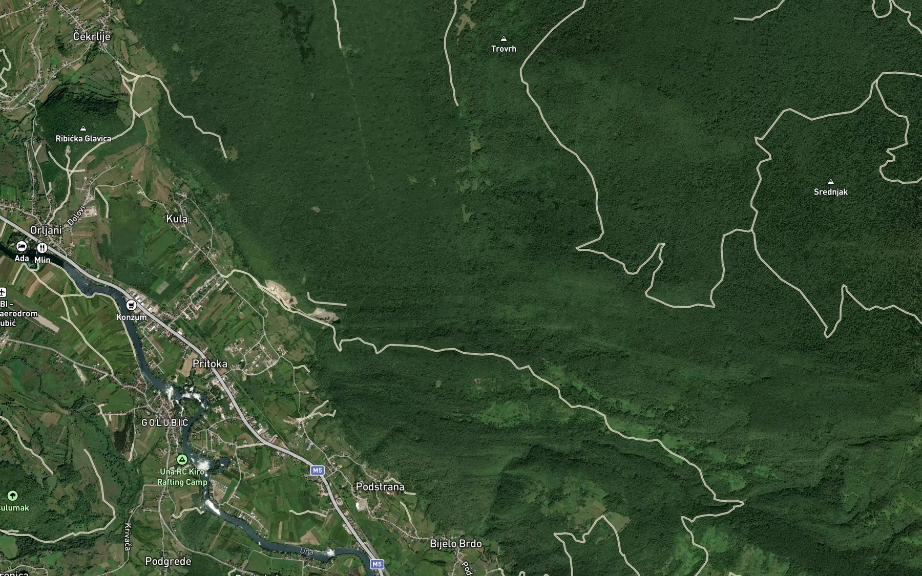 Satellite map of the Ponorac