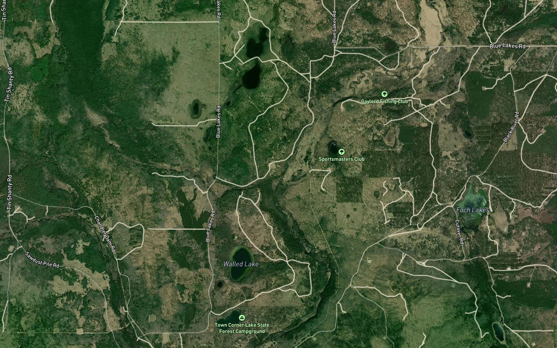 Satellite map of the Hardwood Creek