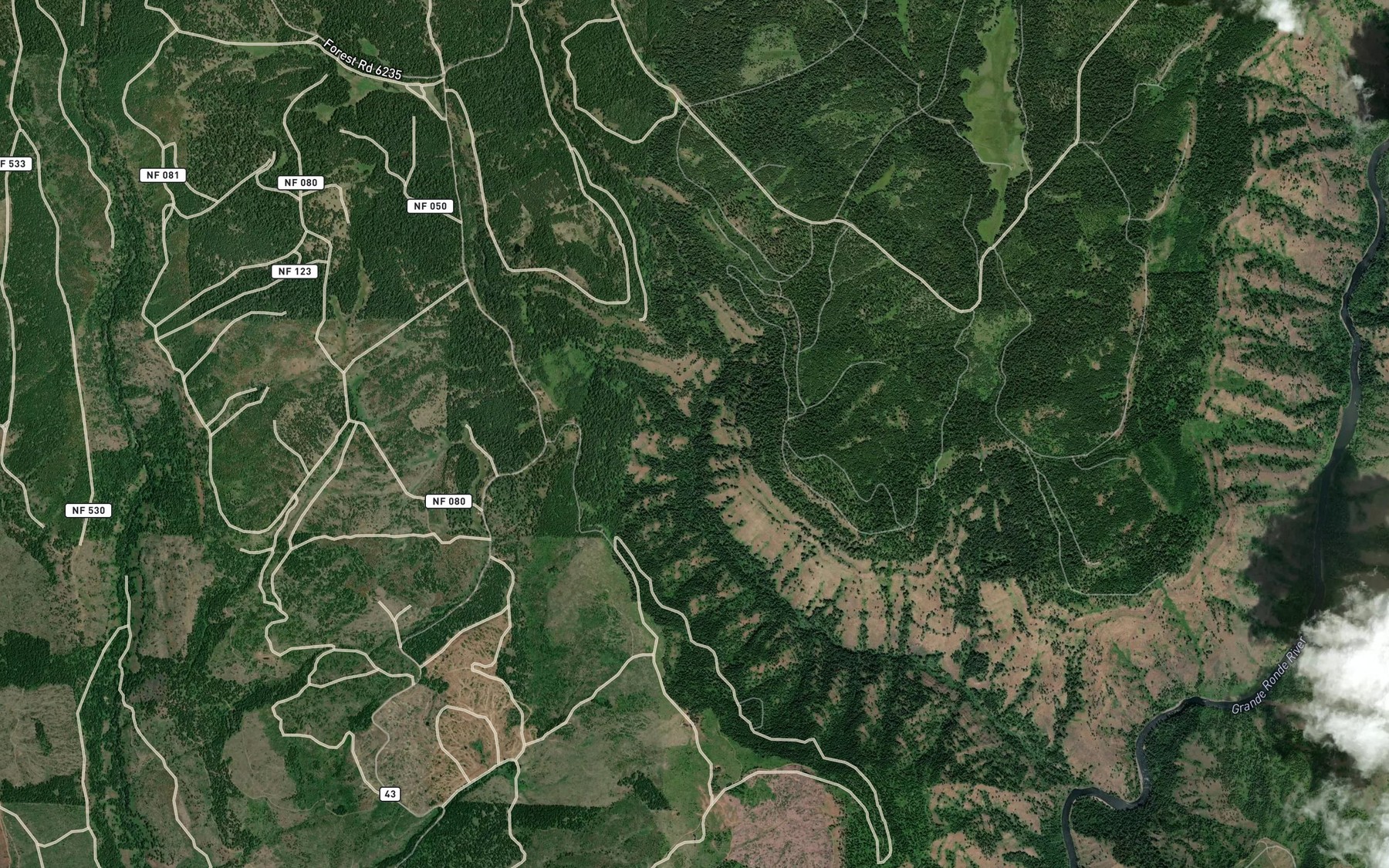 Satellite map of the Fry Meadow Creek