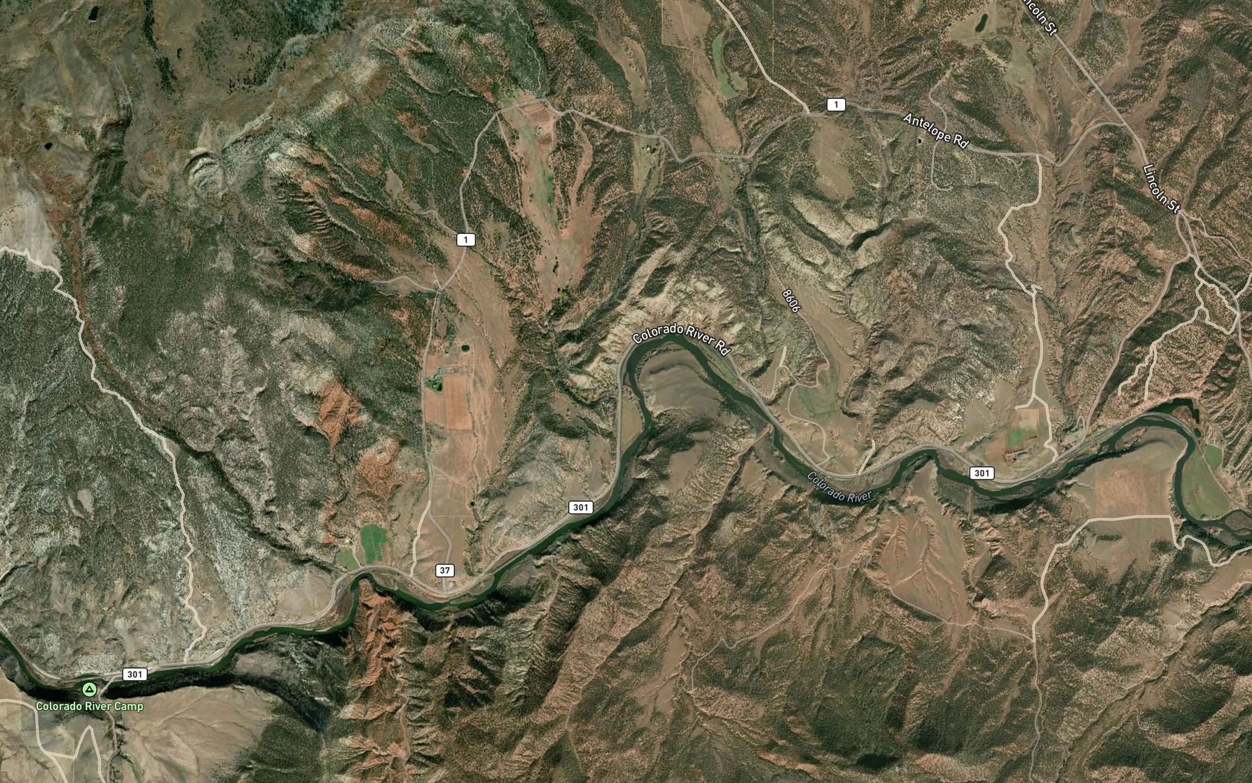 Satellite map of the Elk Creek