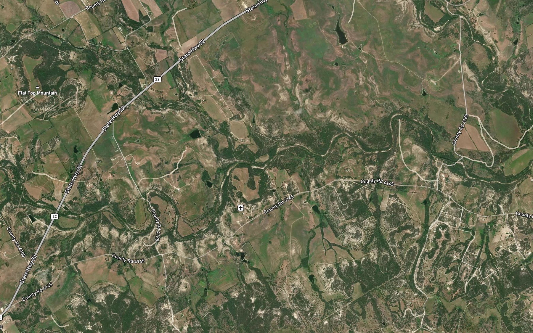 Satellite map of the Mustang Creek