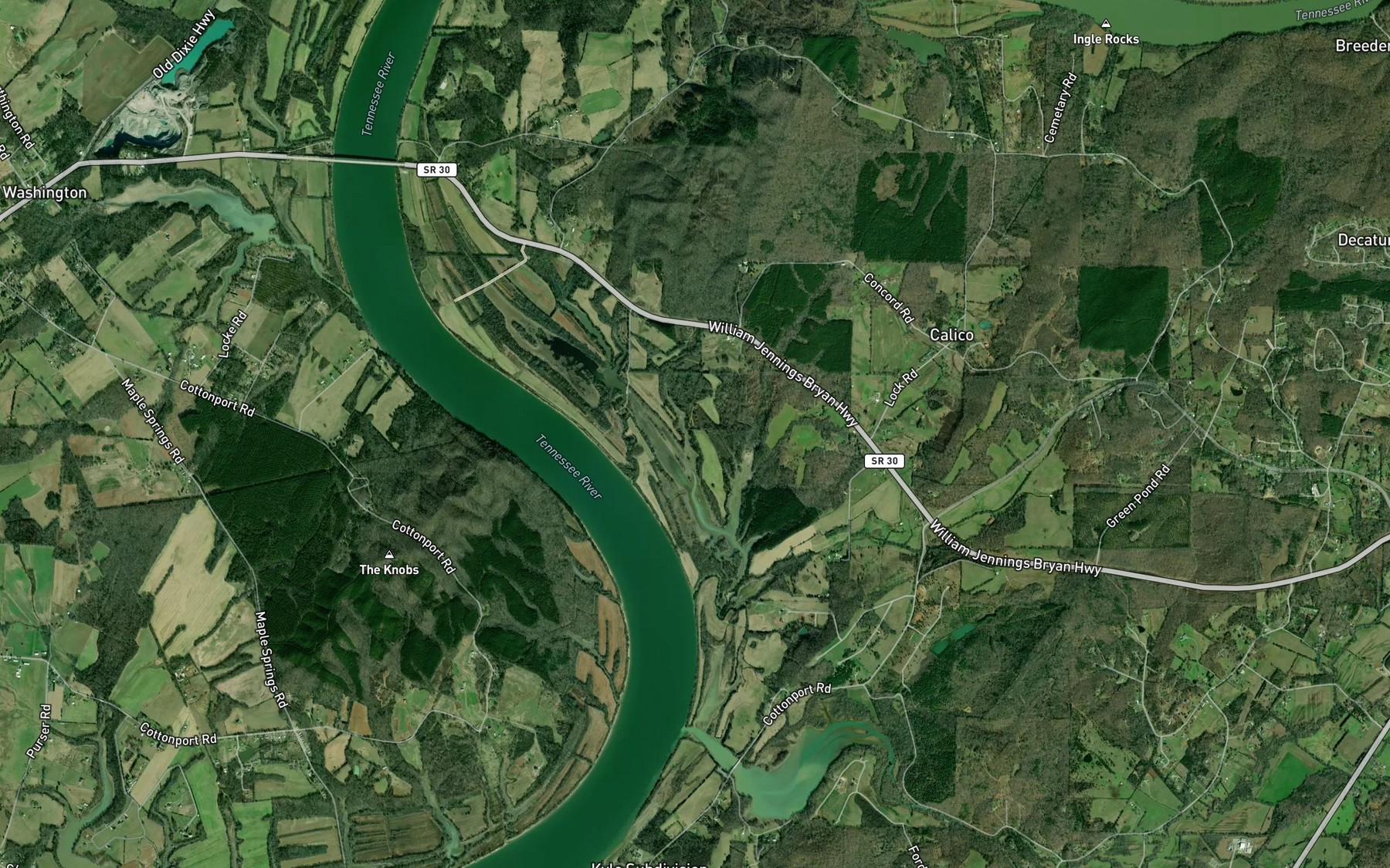 Satellite map of the Poe Branch