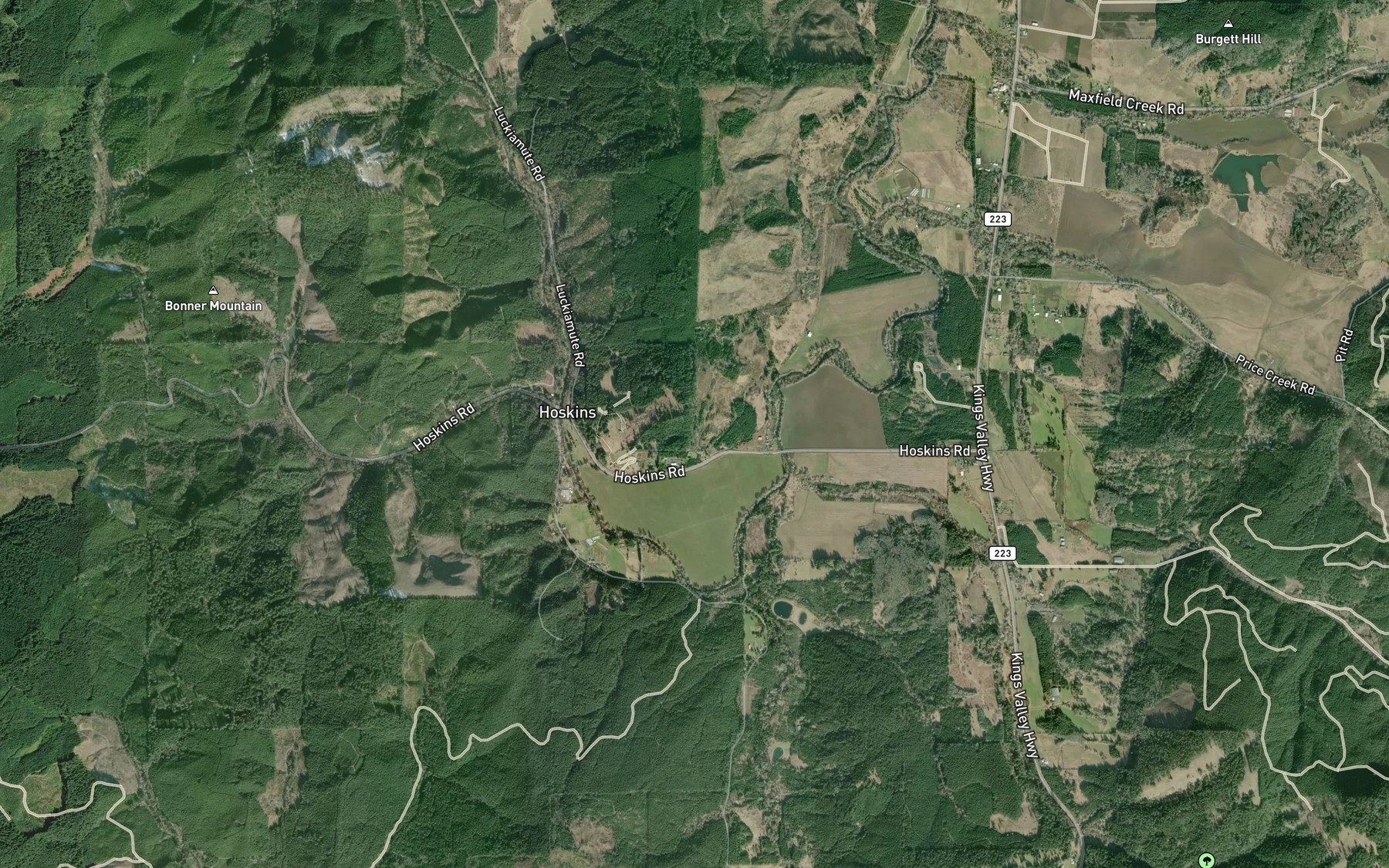 Satellite map of the Fort Hoskins Spring