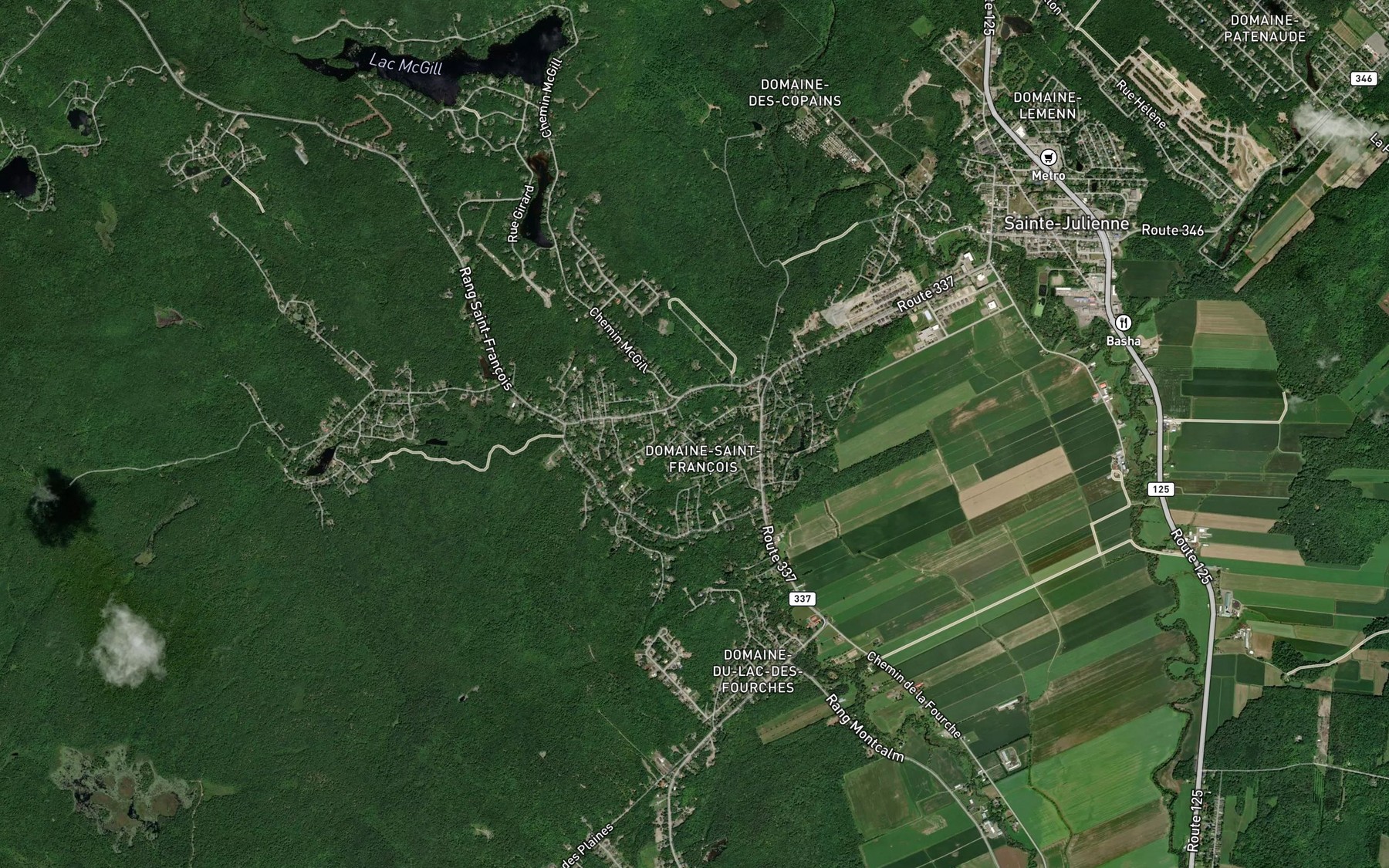 Satellite map of the Lac Louise