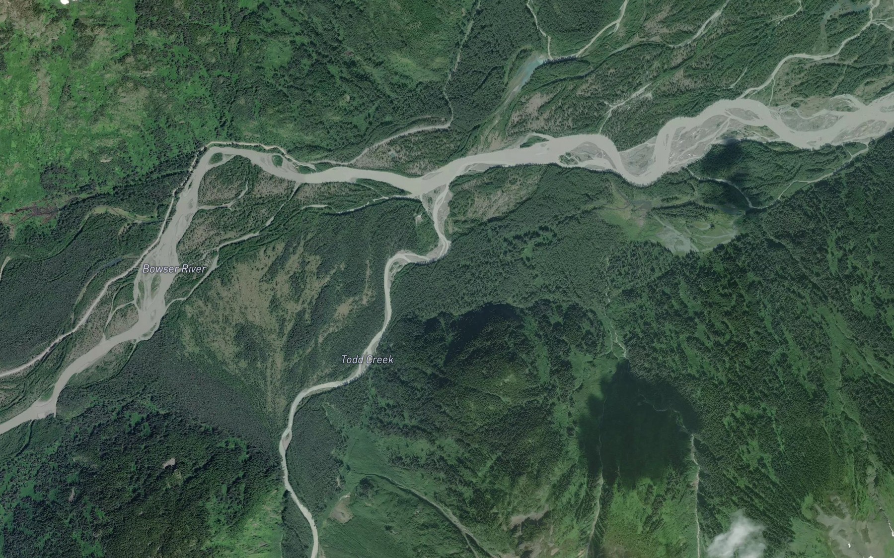 Satellite map of the Todd Creek