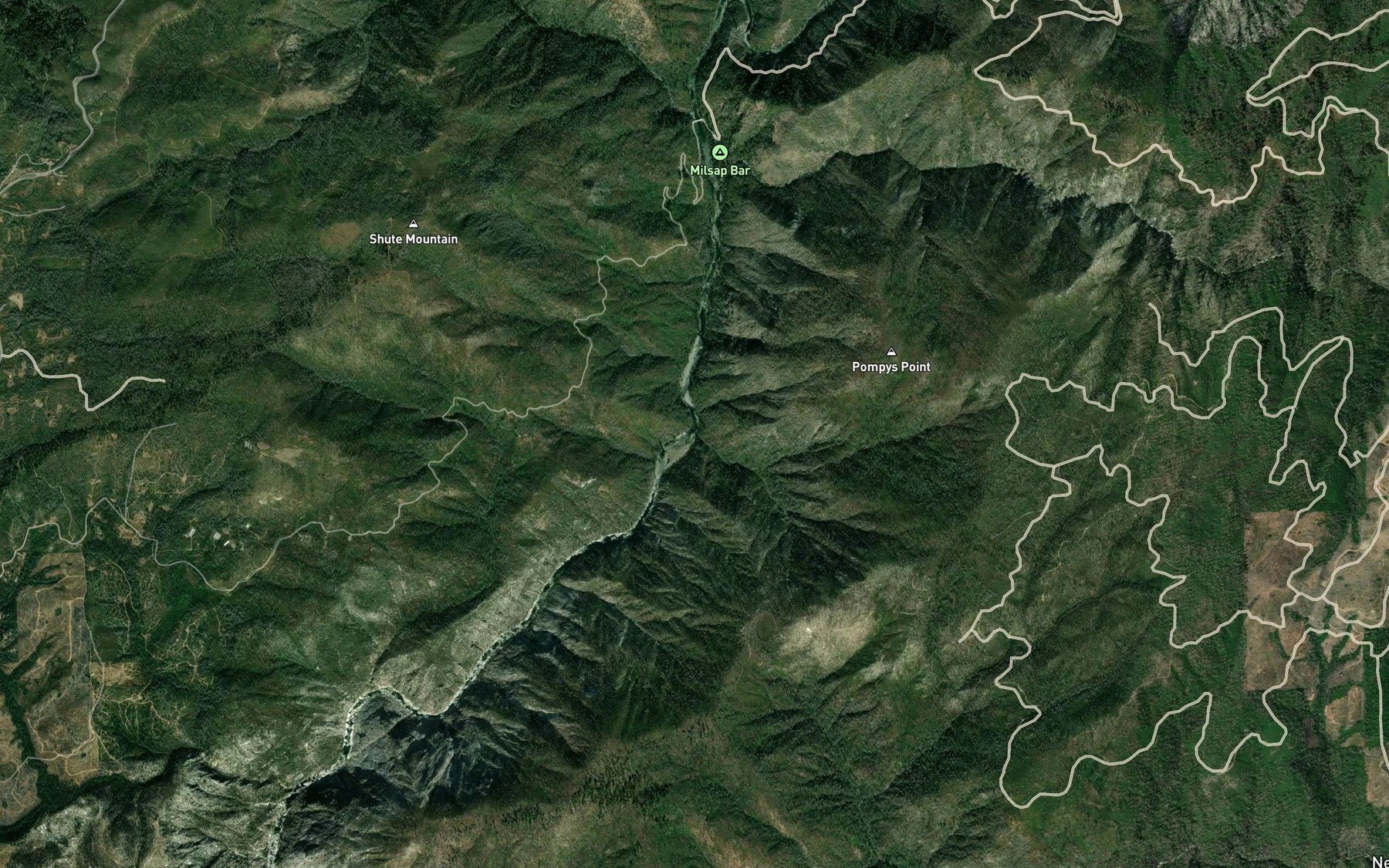 Satellite map of the Pompys Creek