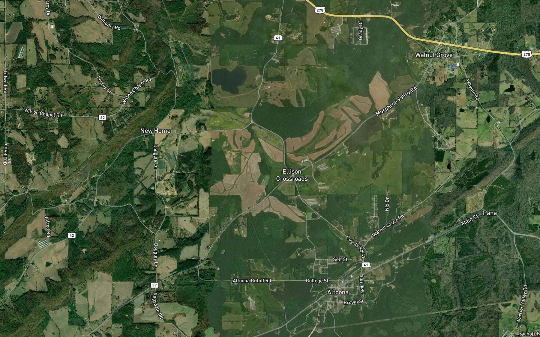 Satellite map of the Mining Pond Branch