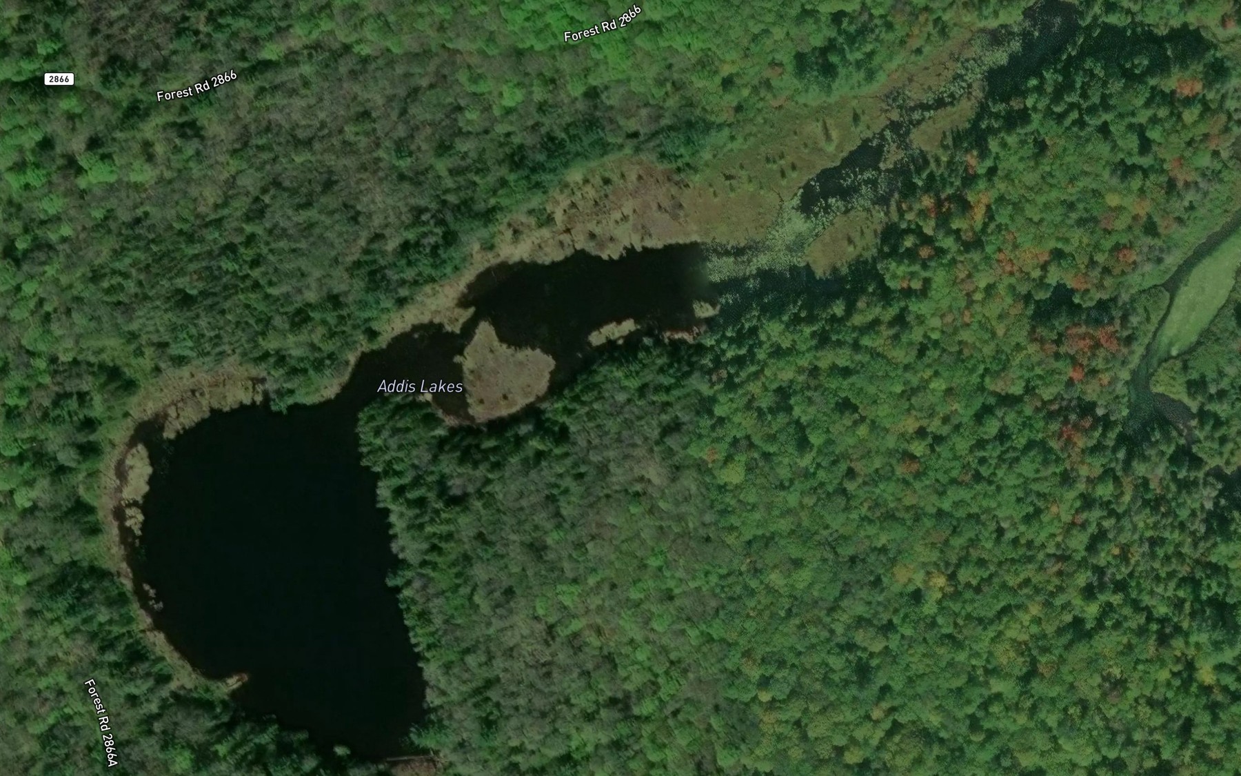 Satellite map of the Addis Lakes