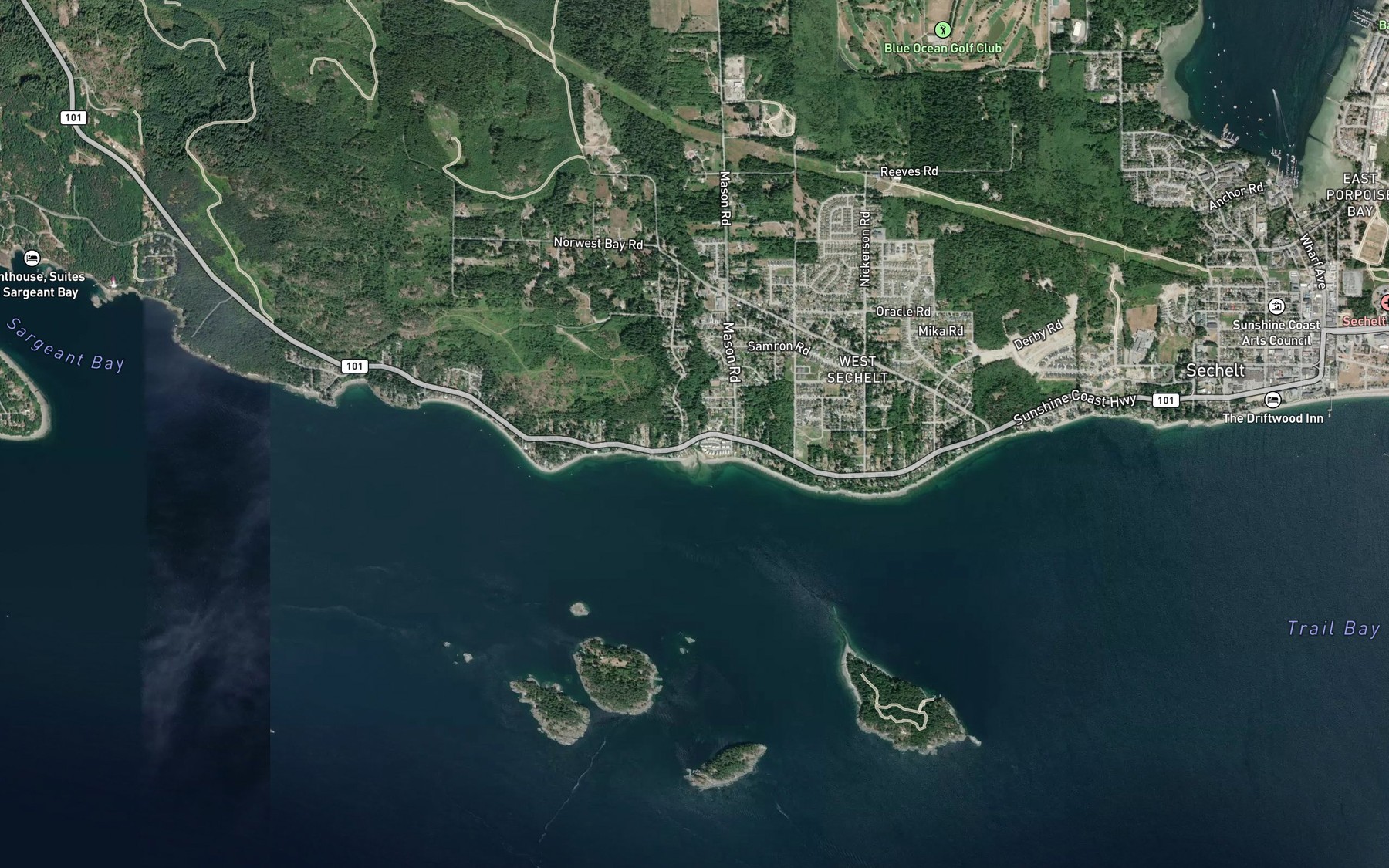 Satellite map of the Wakefield Creek