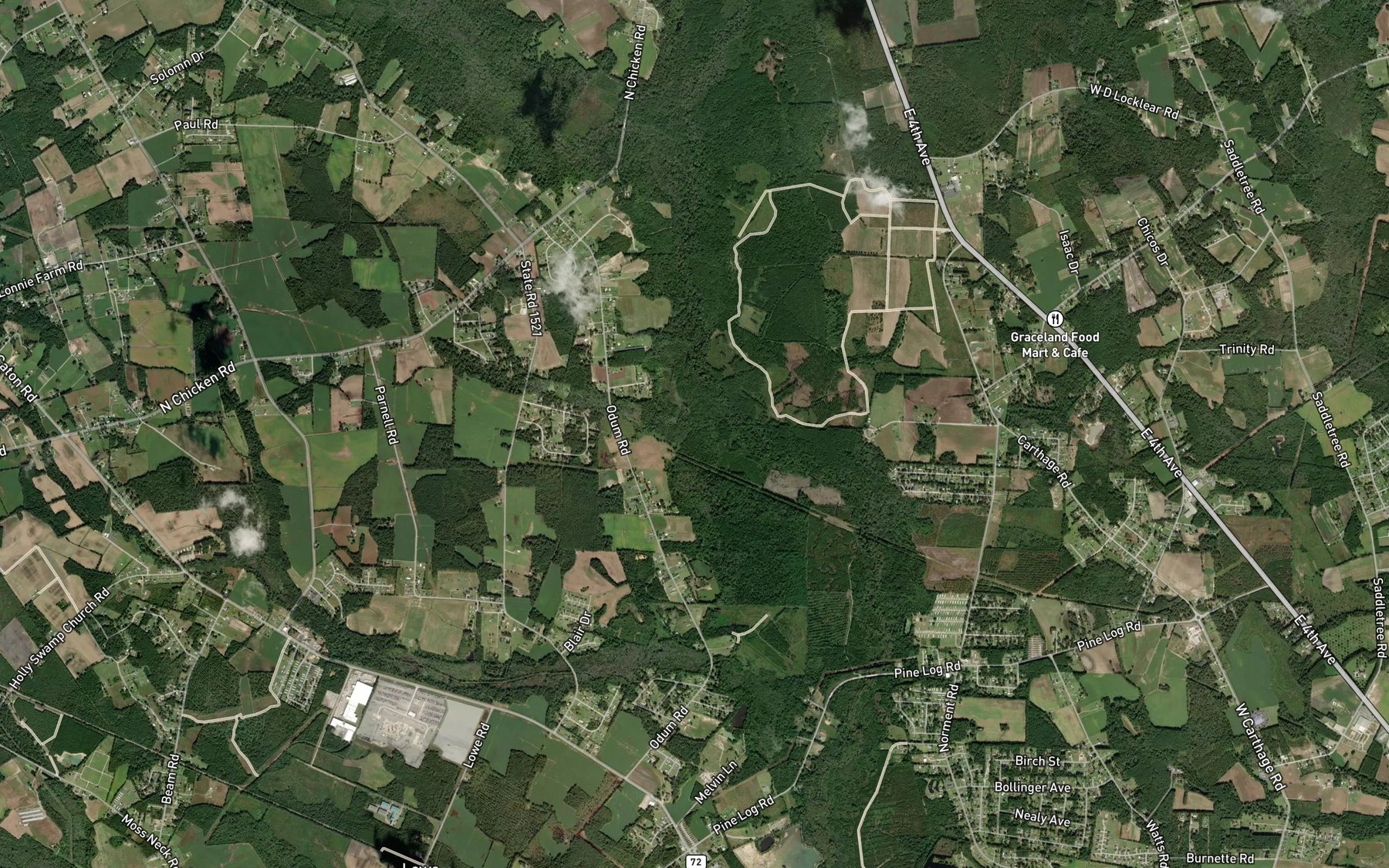 Satellite map of the White Oak Branch