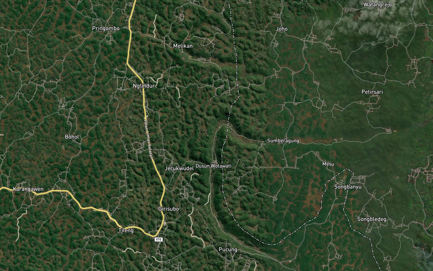 Satellite map of the Telaga Wotawati