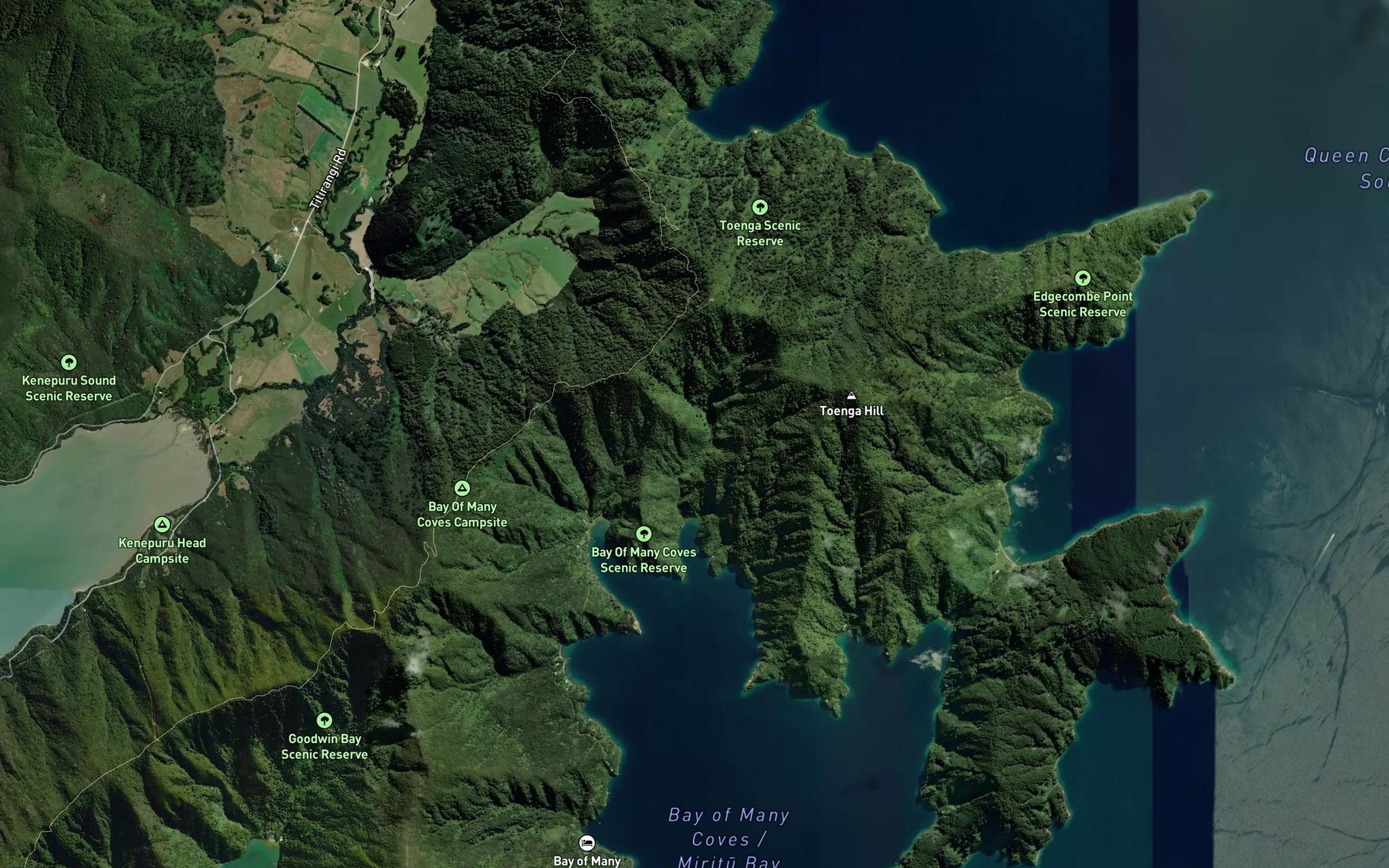 Satellite map of the Chaucer Bay