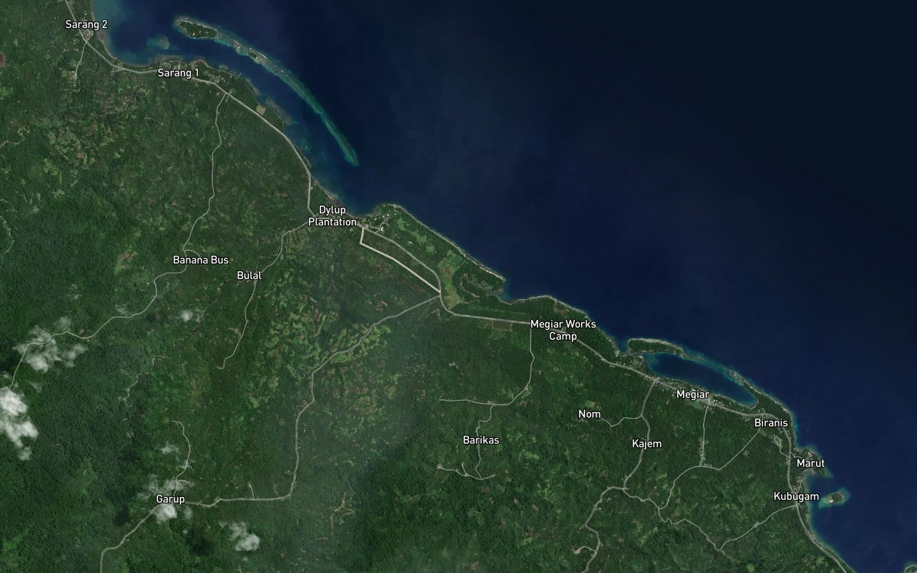Satellite map of the Walag River
