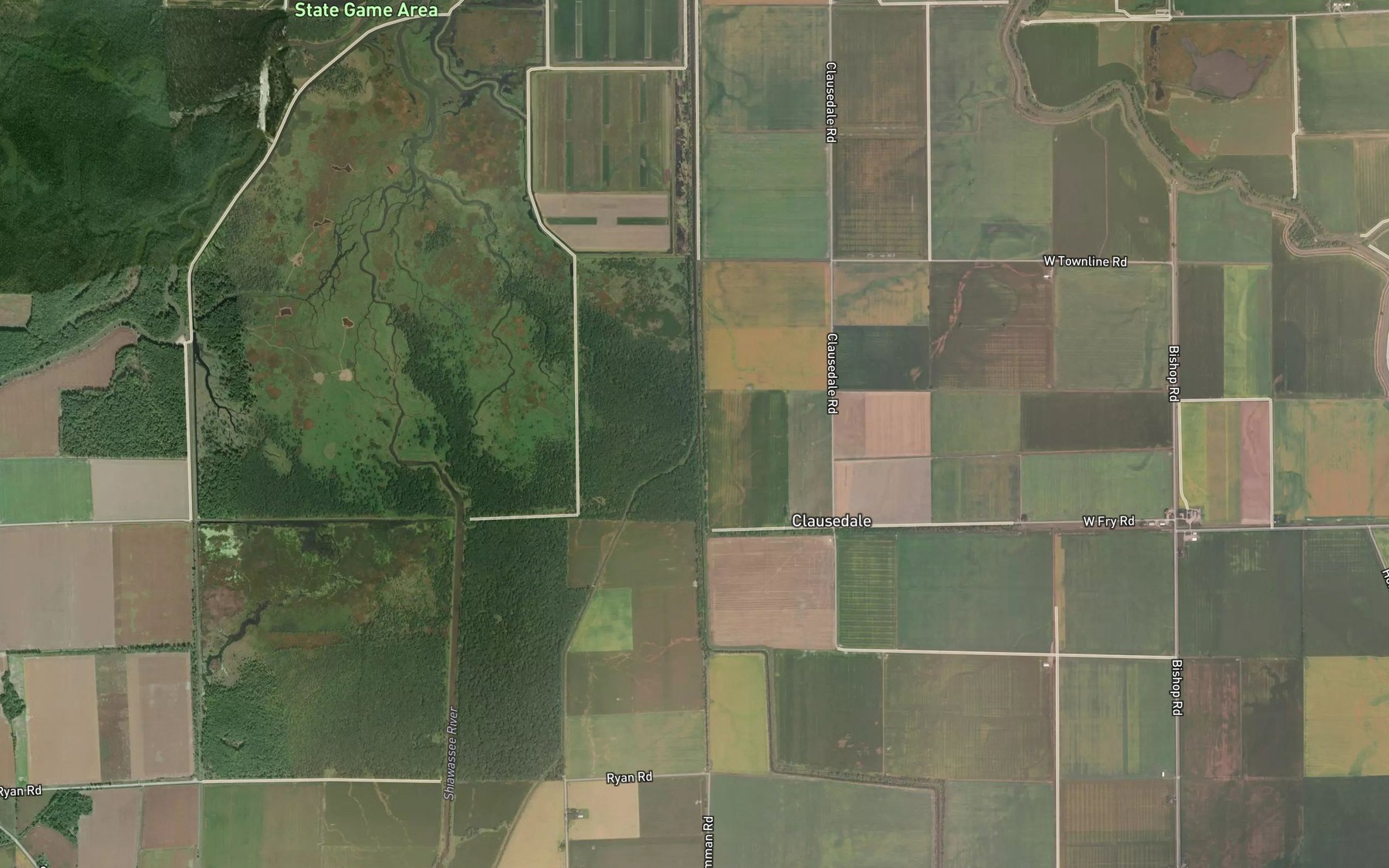 Satellite map of the Bear Creek