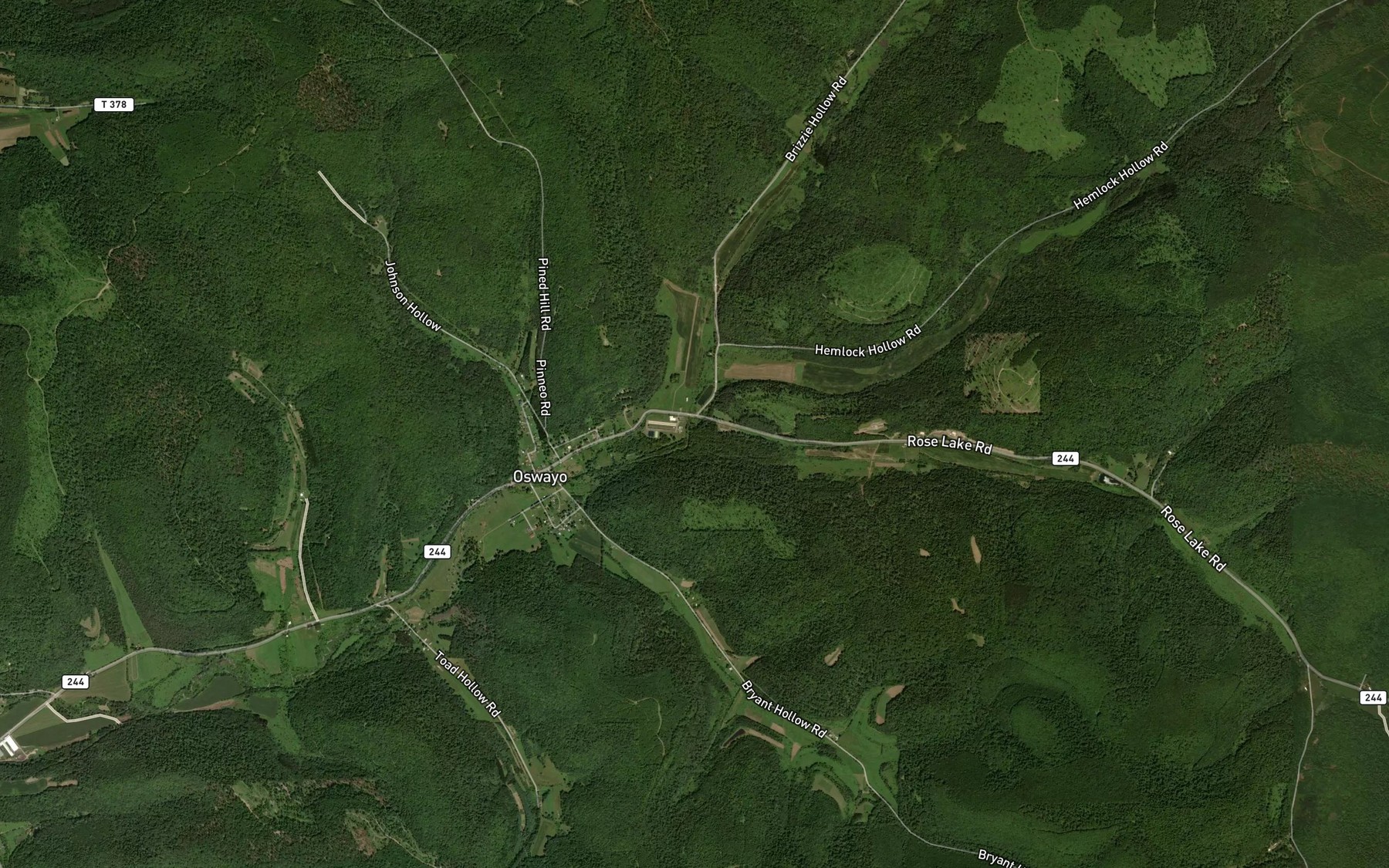 Satellite map of the Hemlock Hollow Run