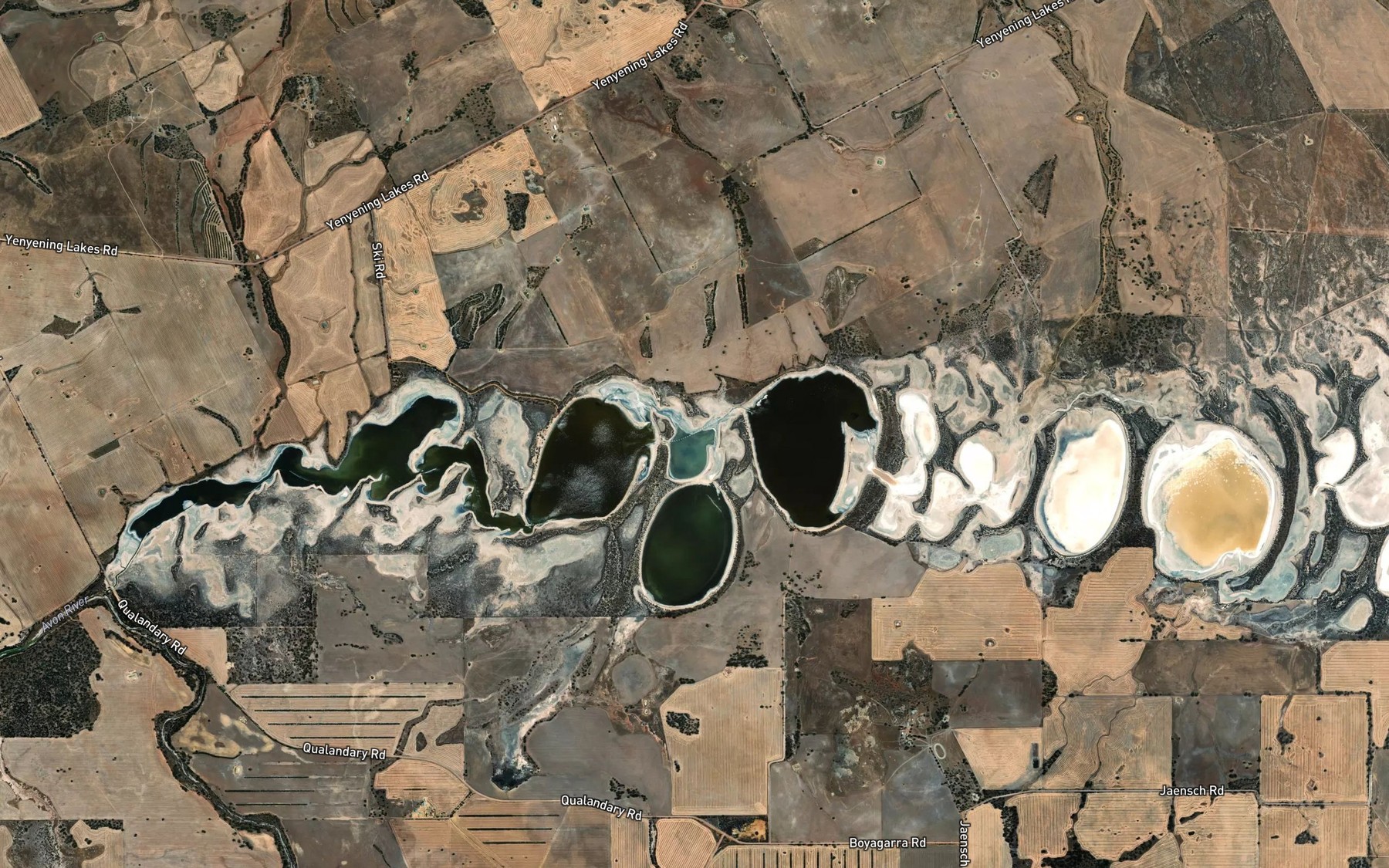 Satellite map of the Yenyening Lakes