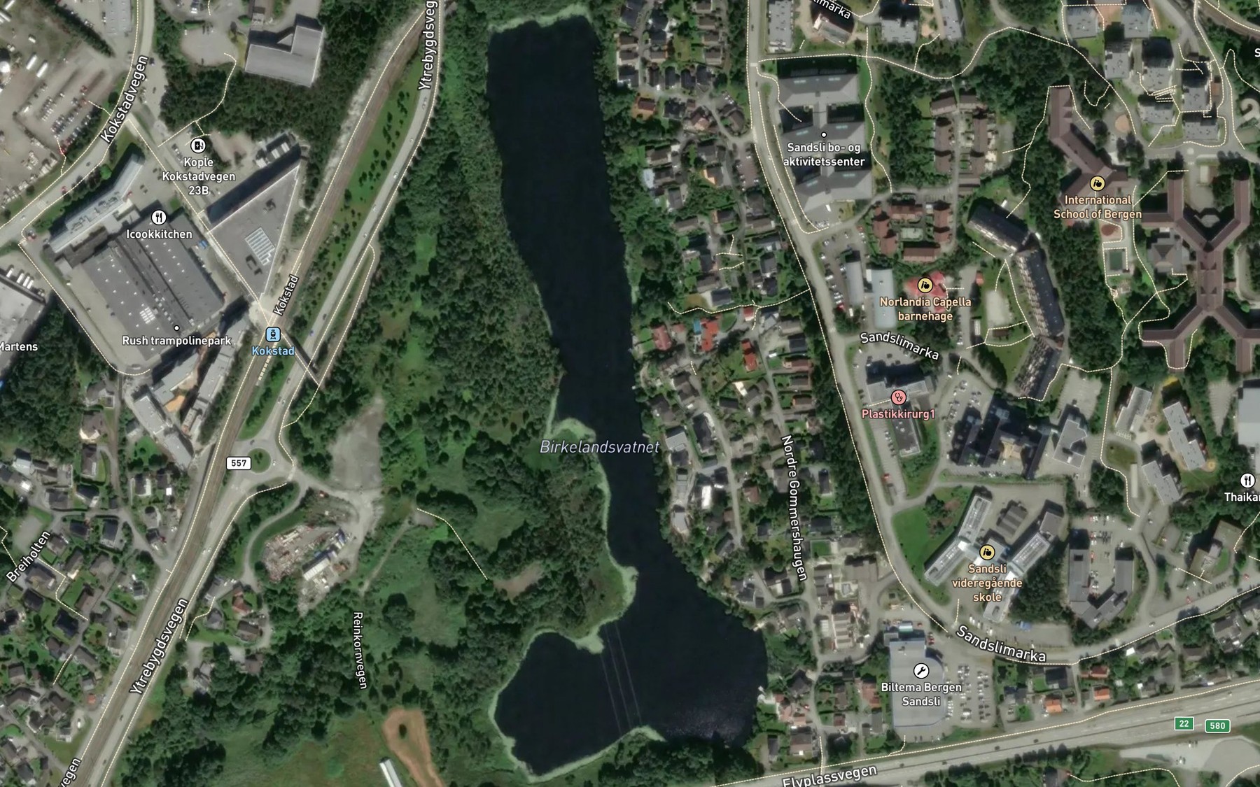 Satellite map of the Birkelandsvatnet