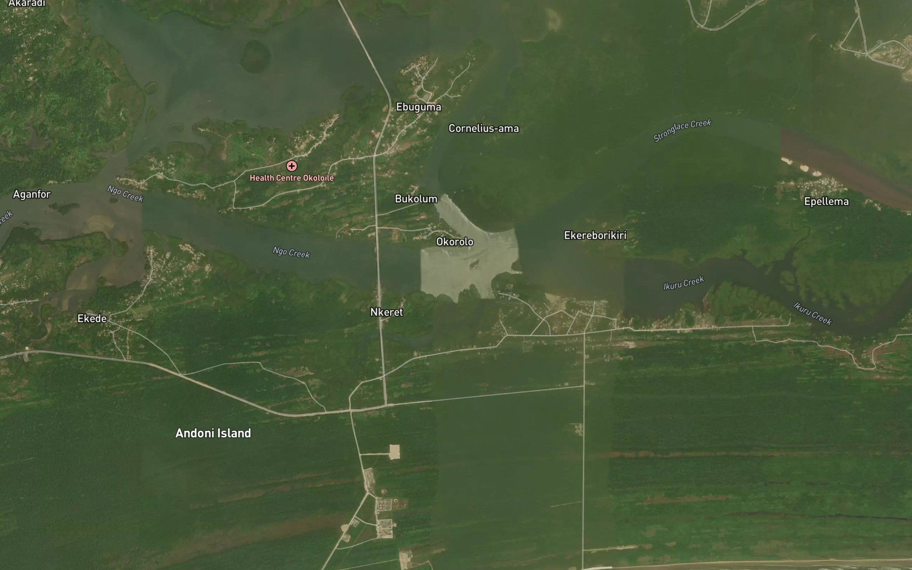 Satellite map of the Ngo Creek