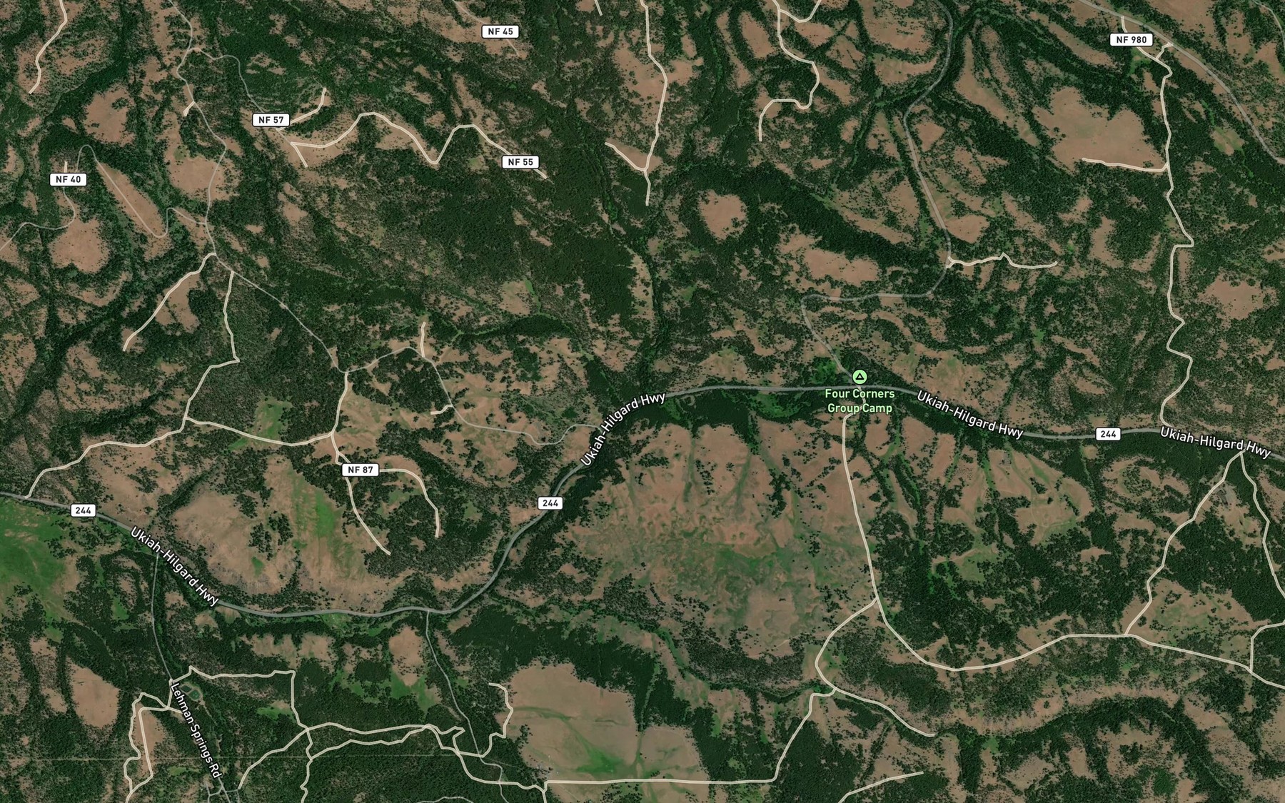 Satellite map of the Rancheria Creek