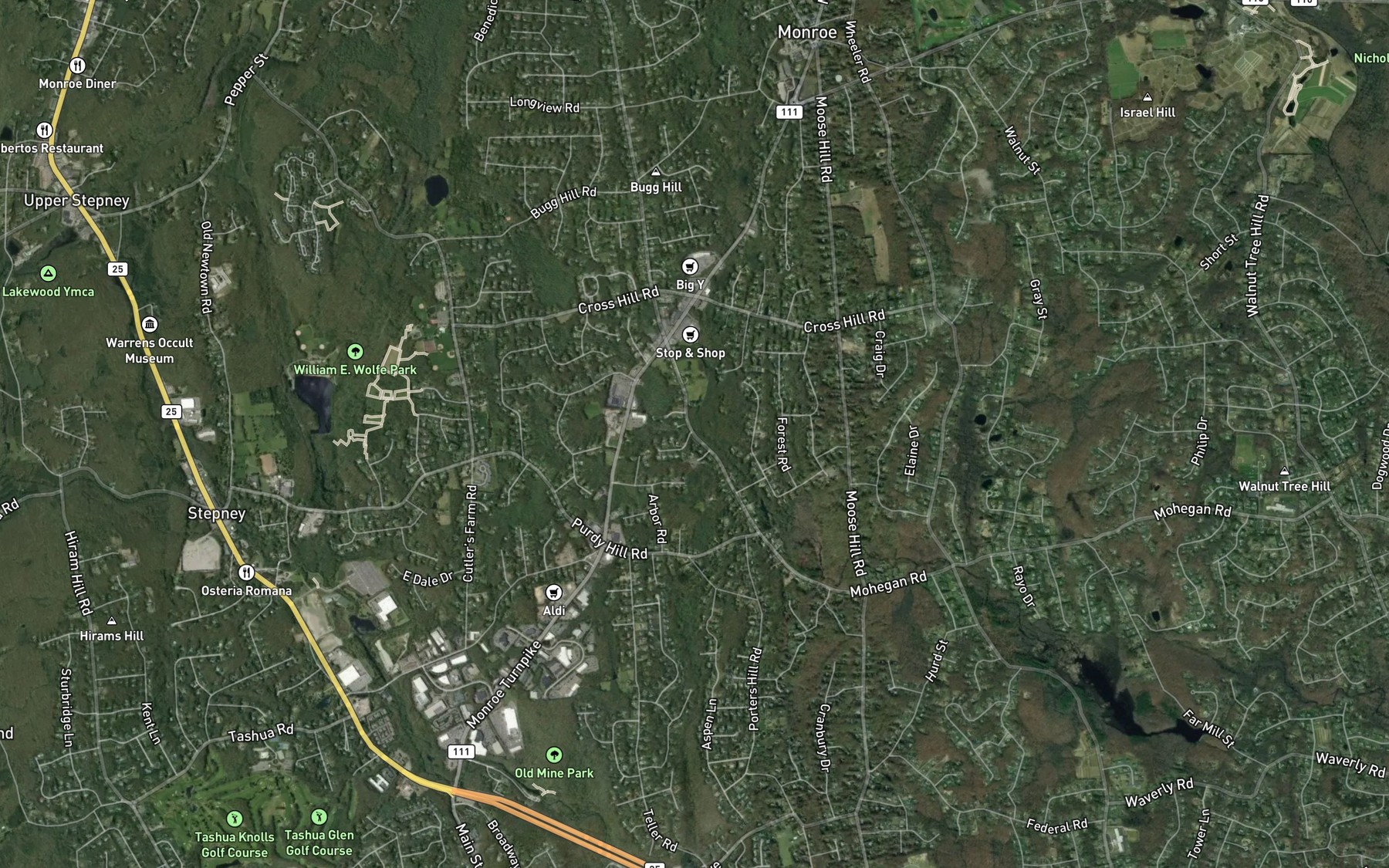 Satellite map of the Beardsley Brook