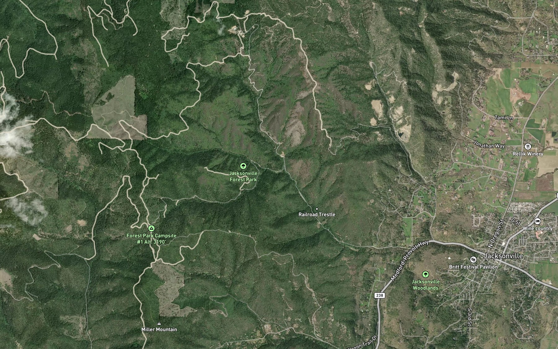 Satellite map of the Cantrall Creek