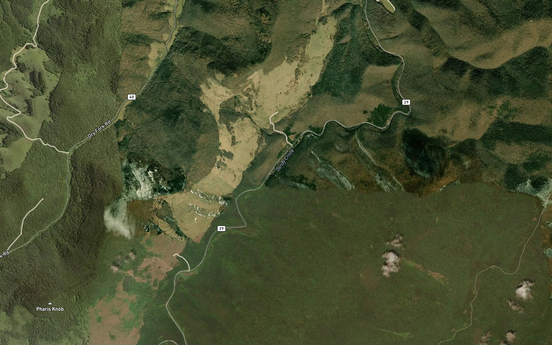 Satellite map of the Elza Run