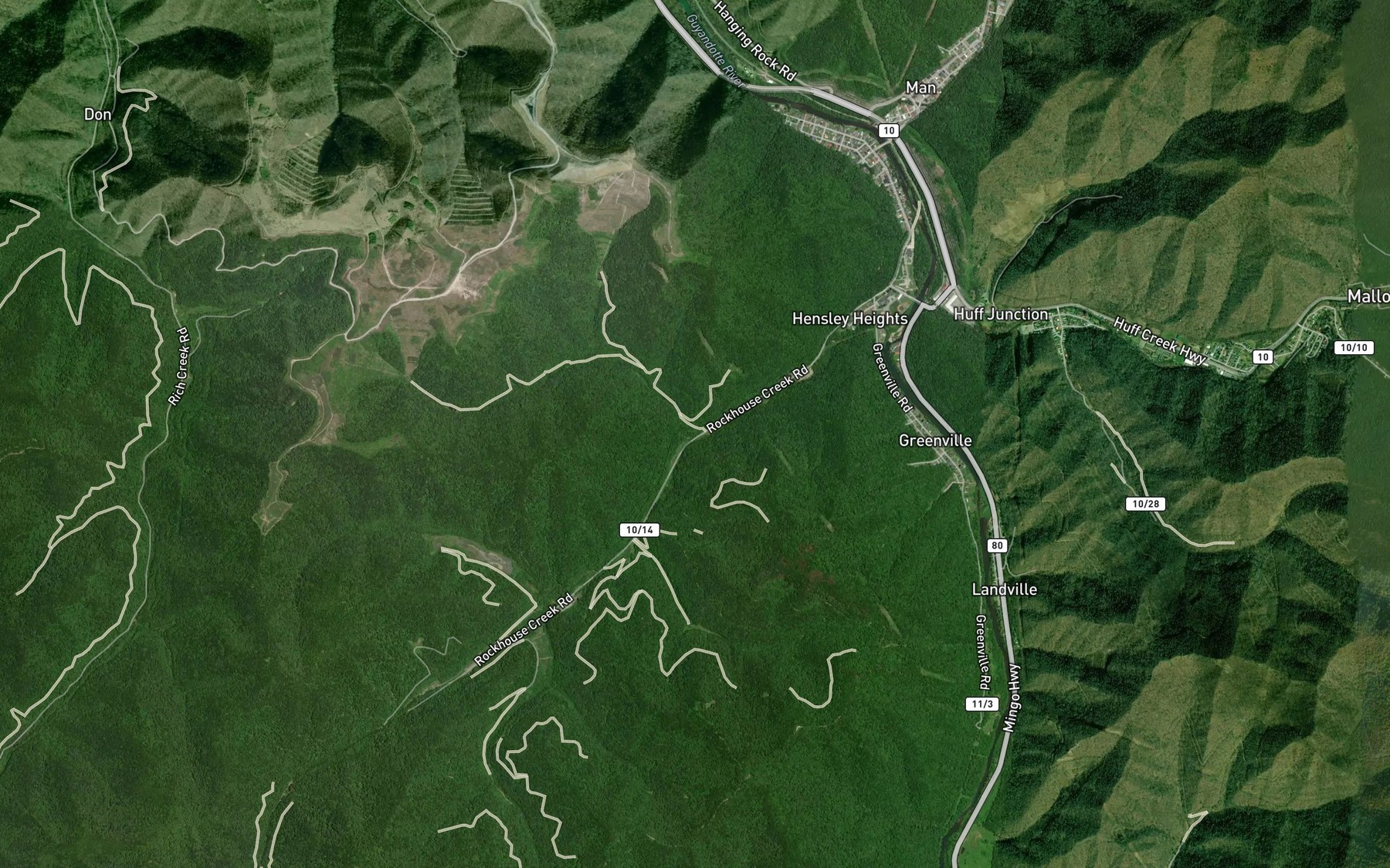 Satellite map of the Spring Branch