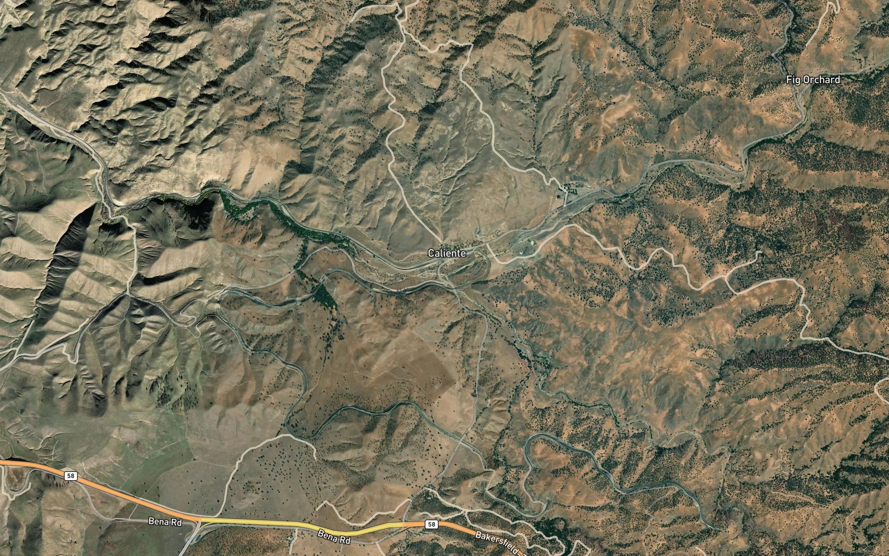 Satellite map of the Tehachapi Creek