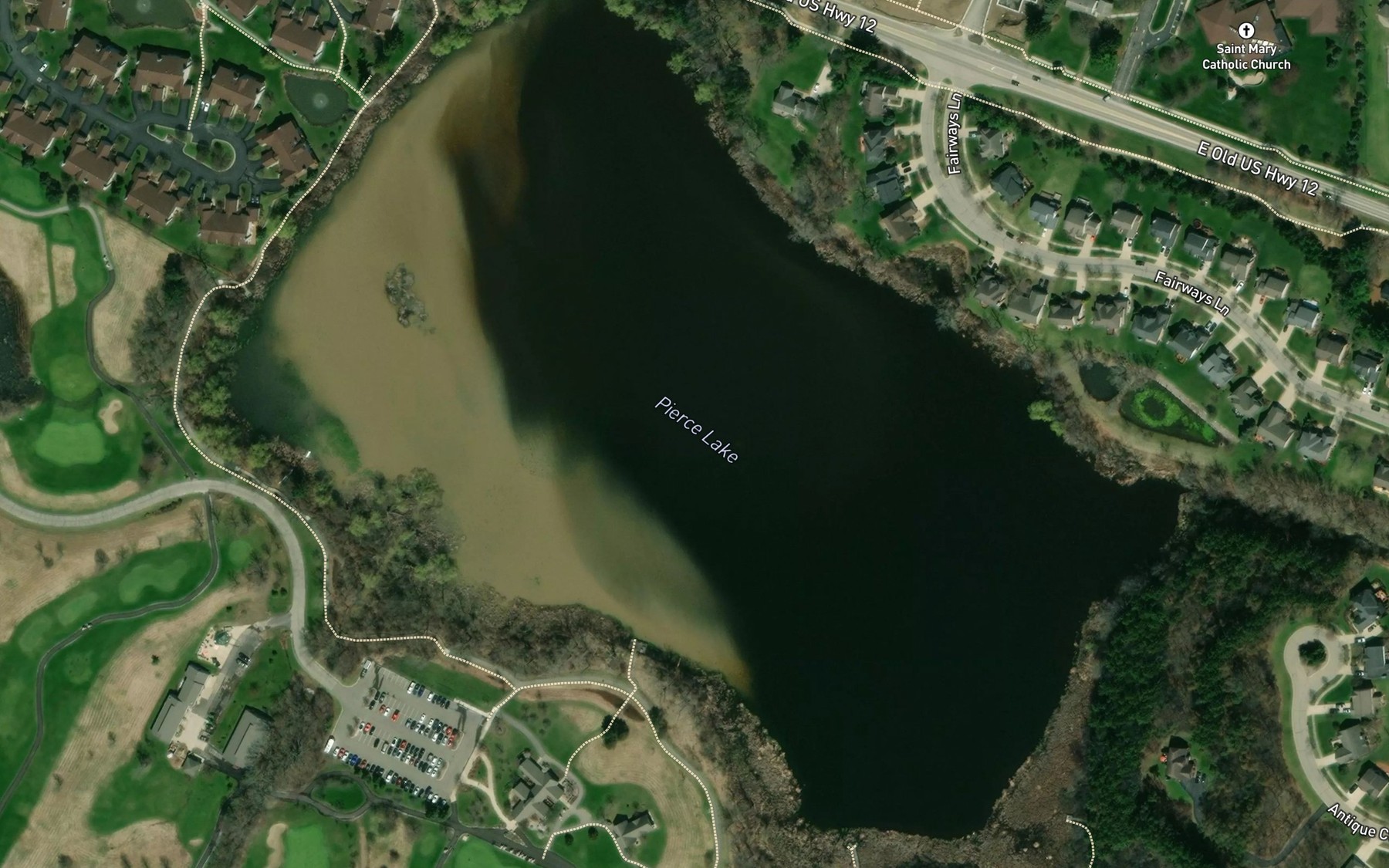 Satellite map of the Pierce Lake