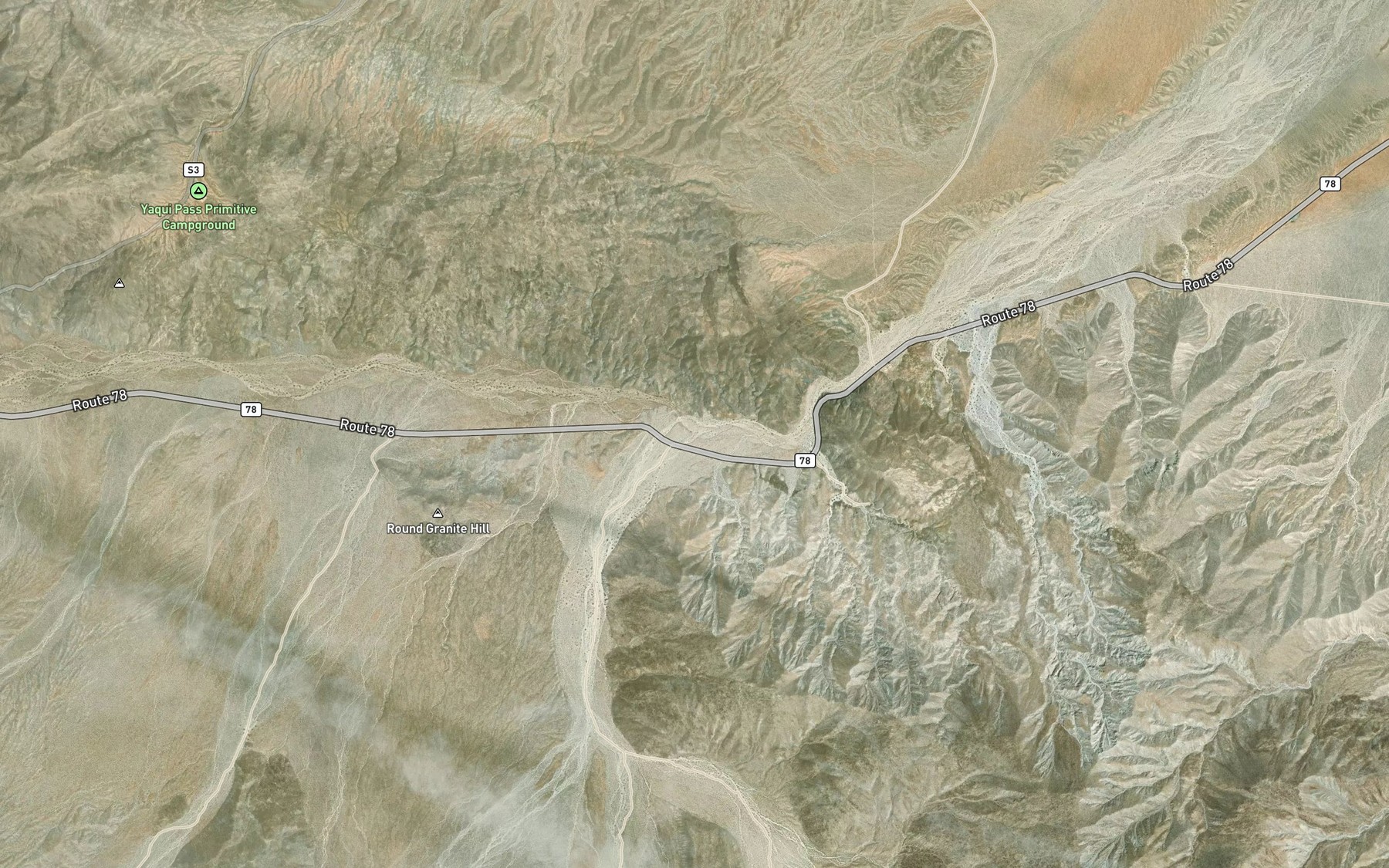 Satellite map of the Pinyon Wash