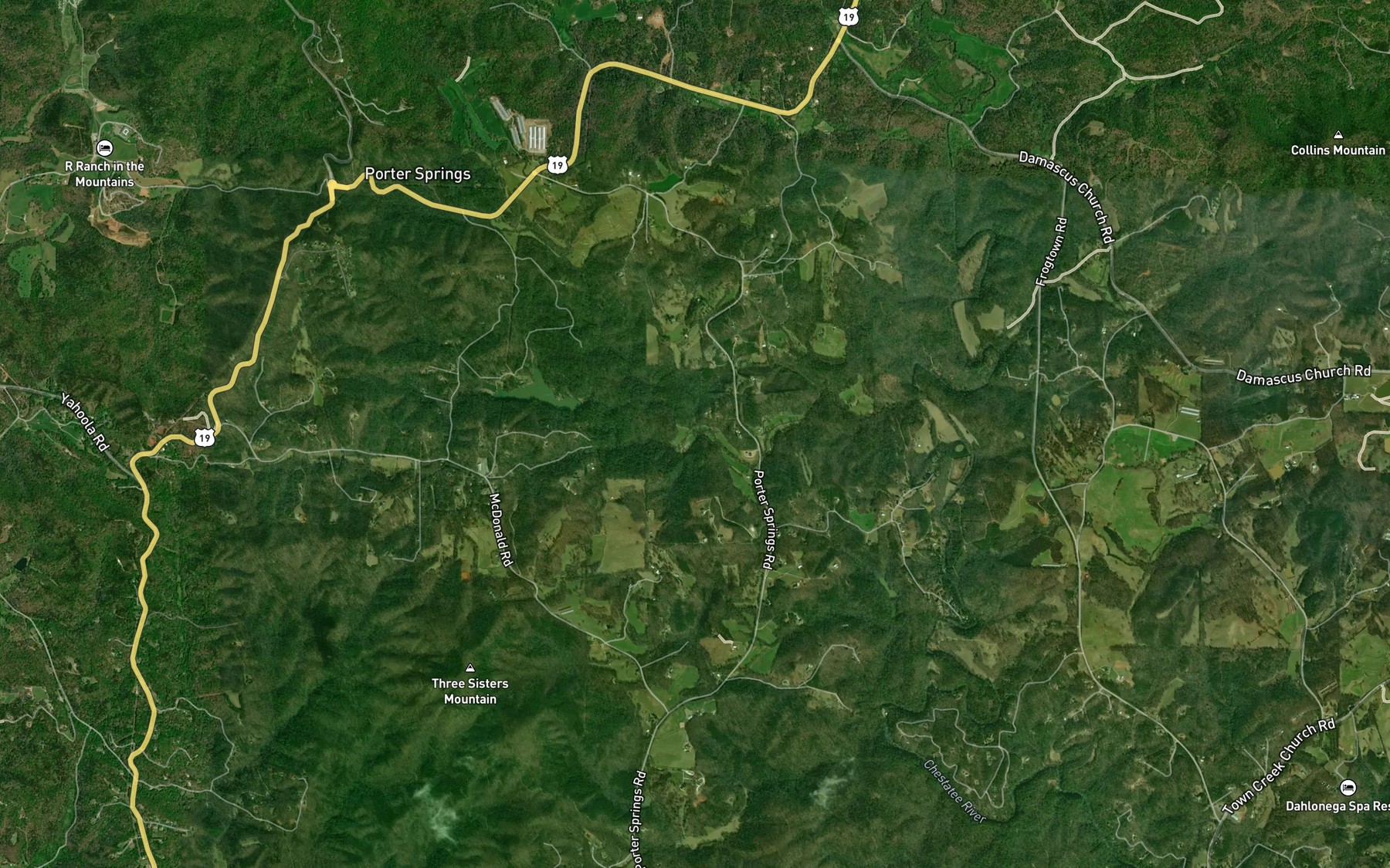 Satellite map of the Moose Creek