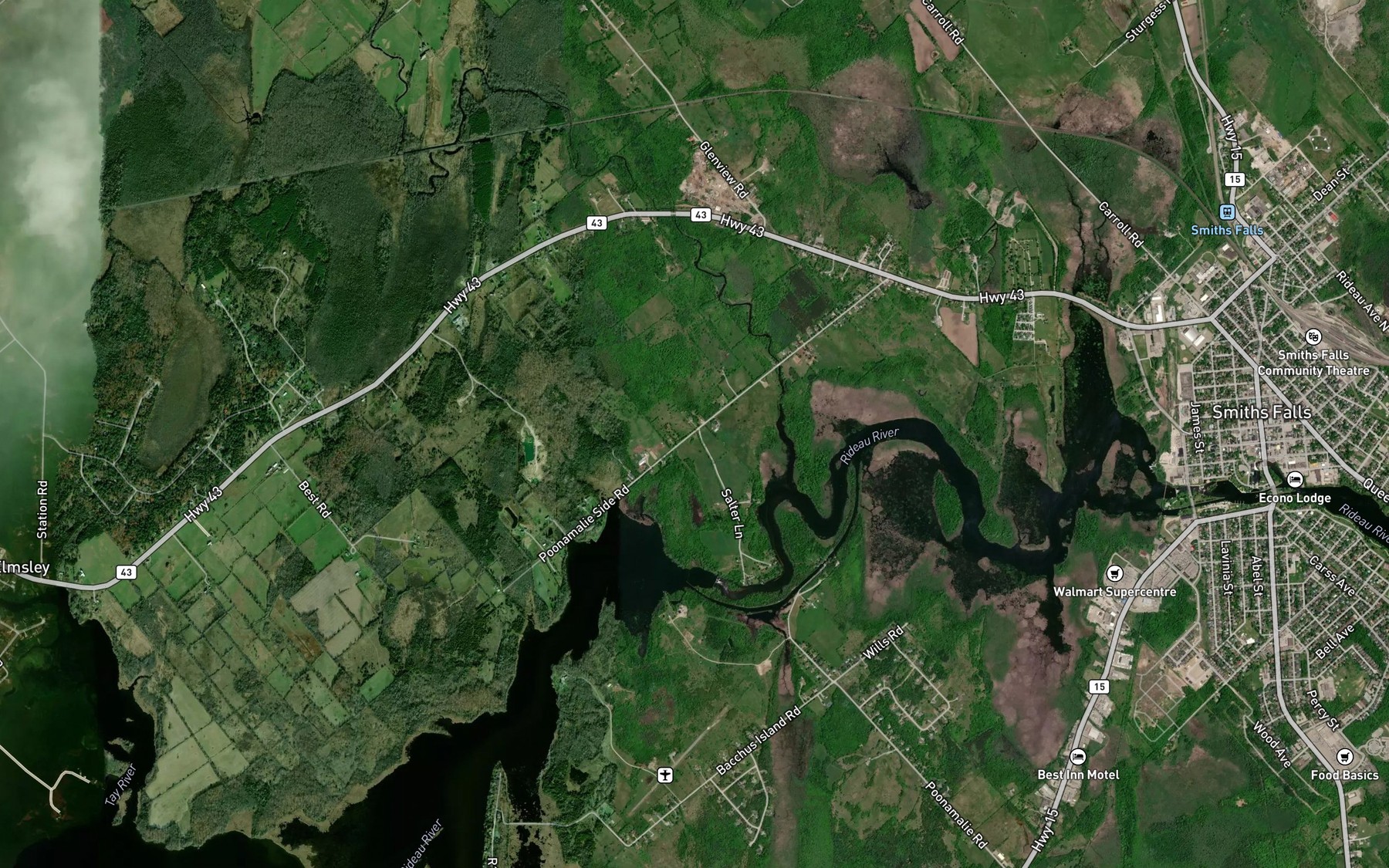 Satellite map of the Garvins Bay