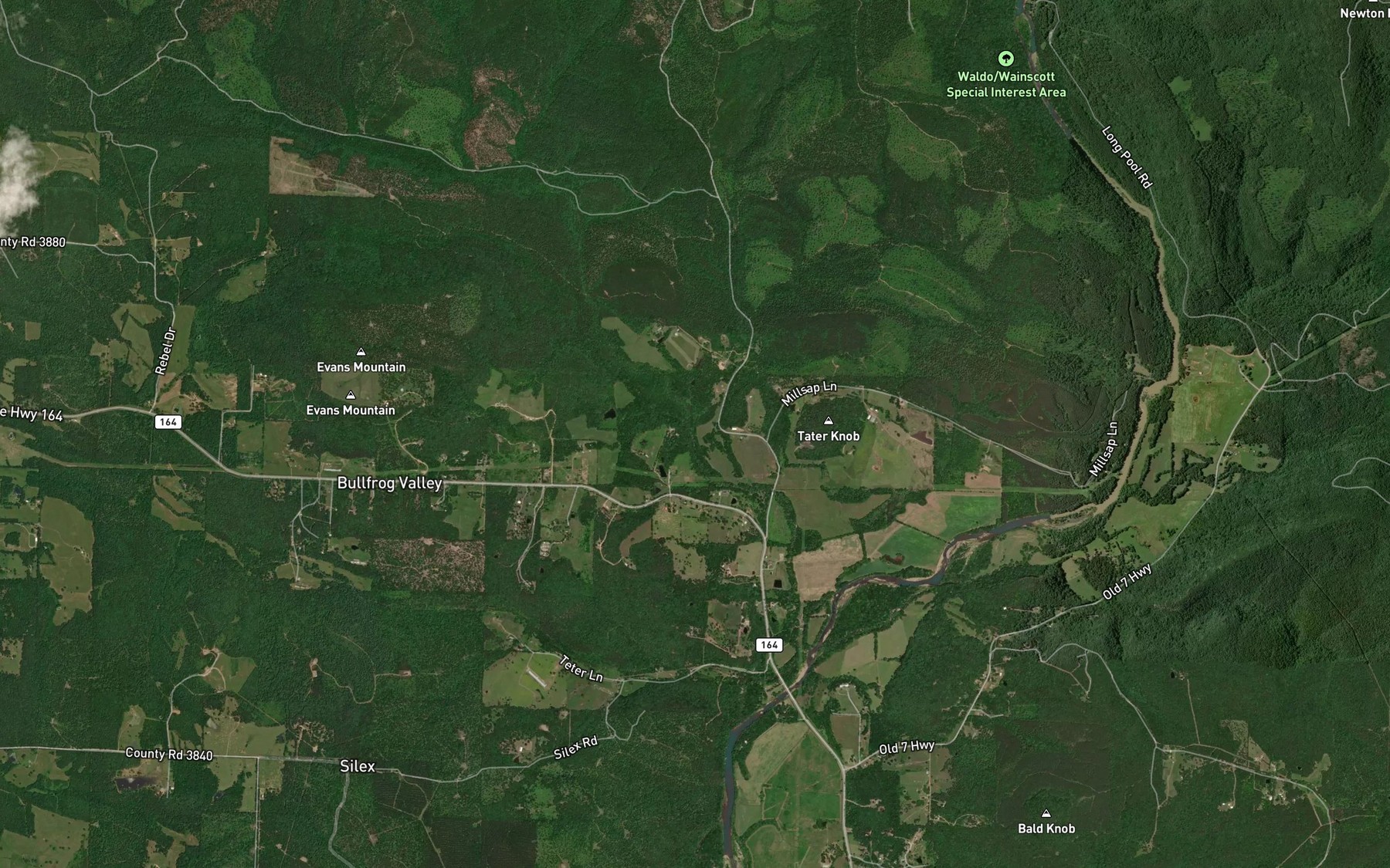 Satellite map of the Dry Branch