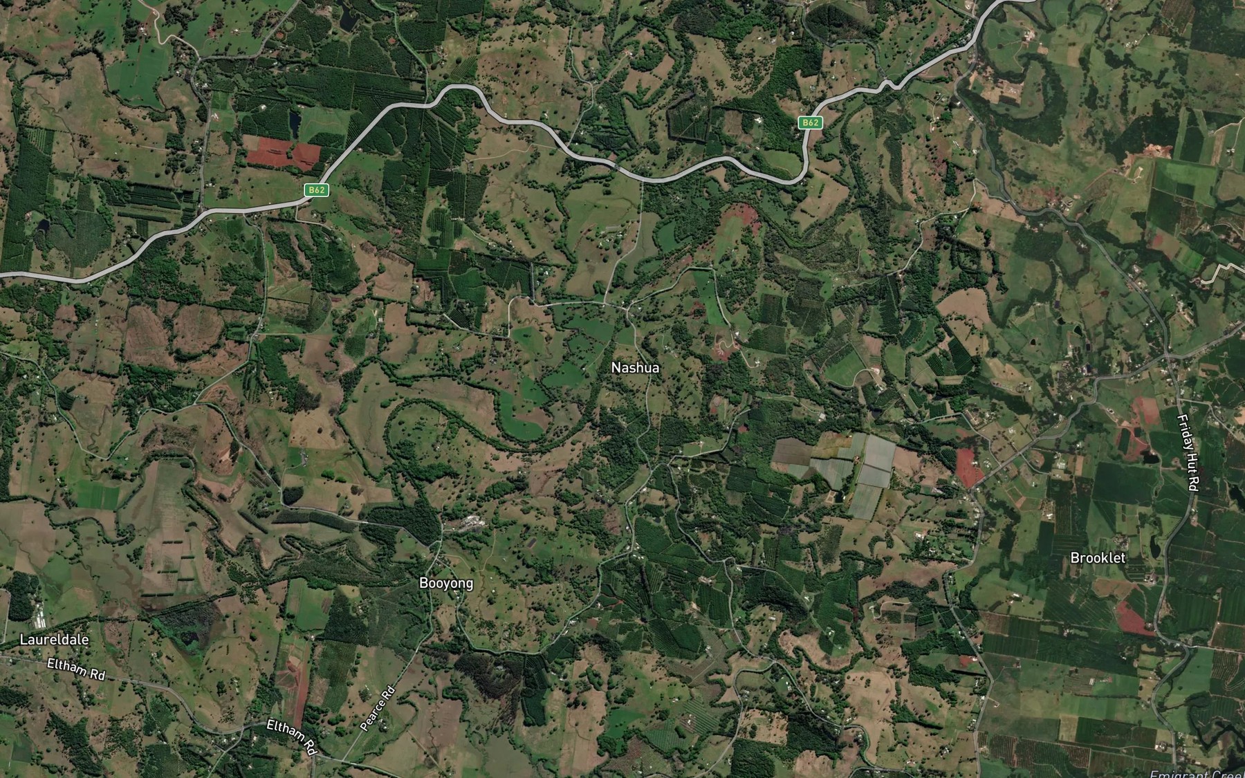 Satellite map of the Wilsons Creek
