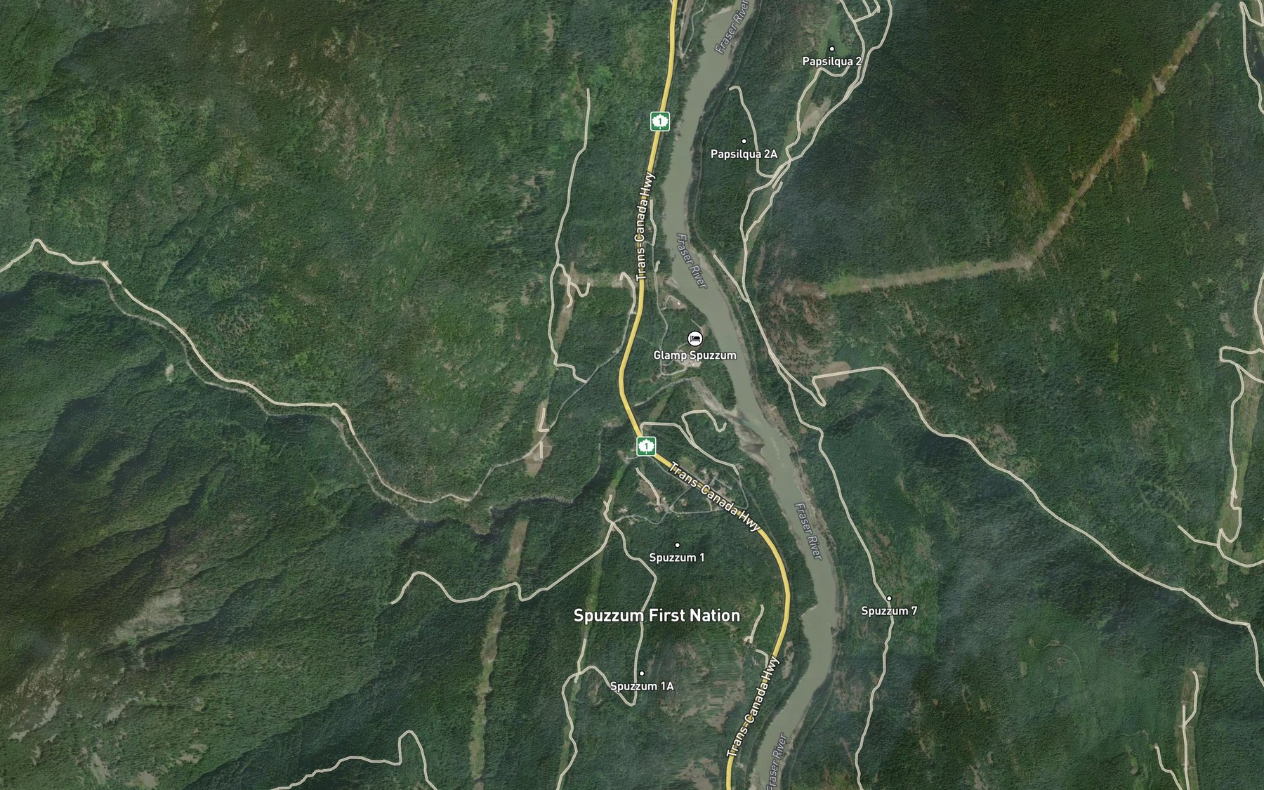 Satellite map of the Spuzzum Creek