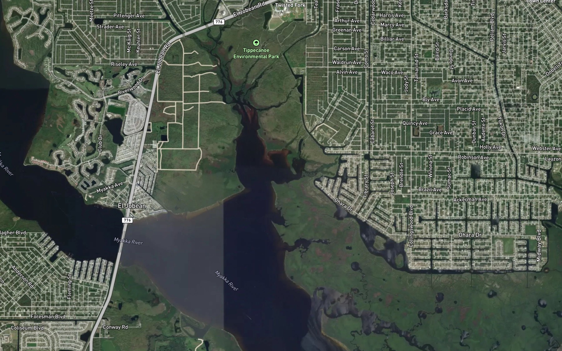Satellite map of the Muddy Cove