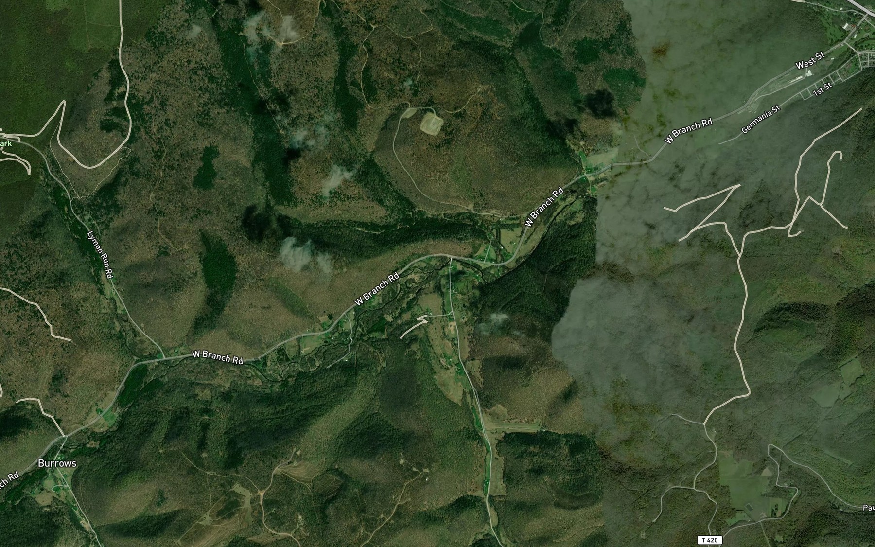 Satellite map of the Crippen Run