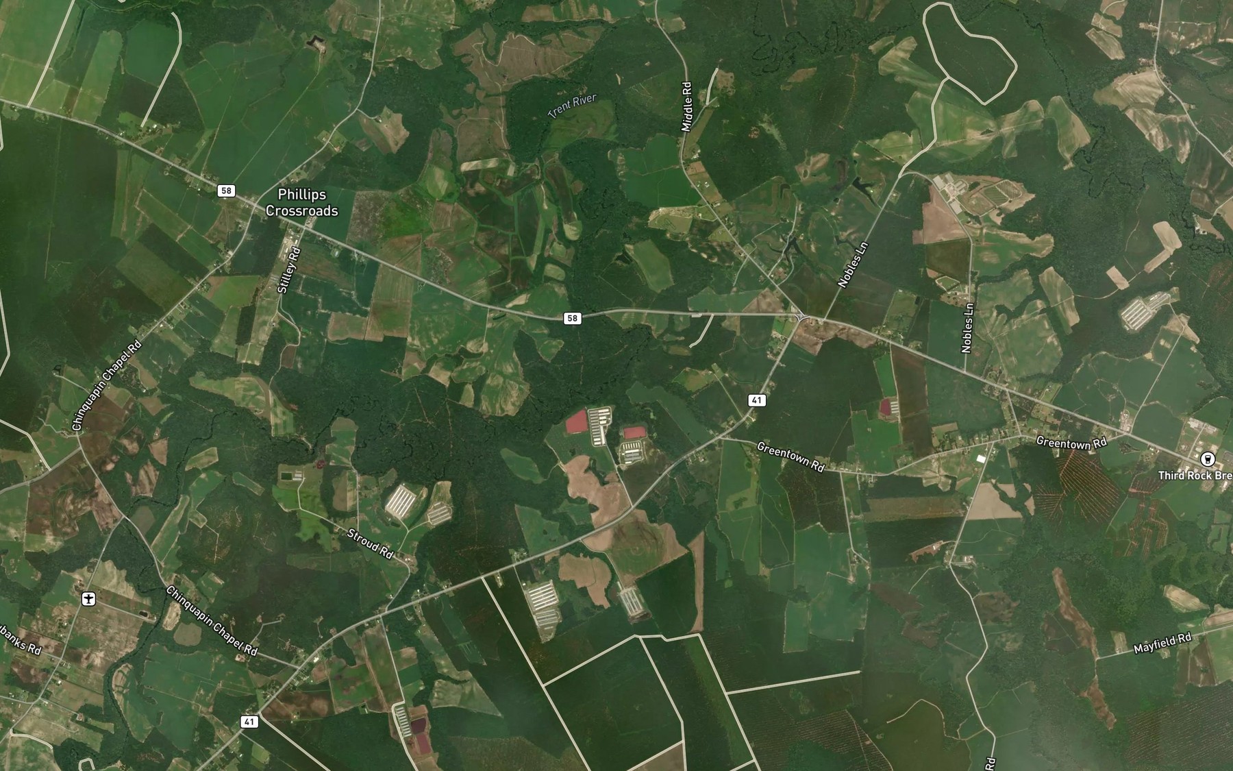 Satellite map of the Poplar Branch