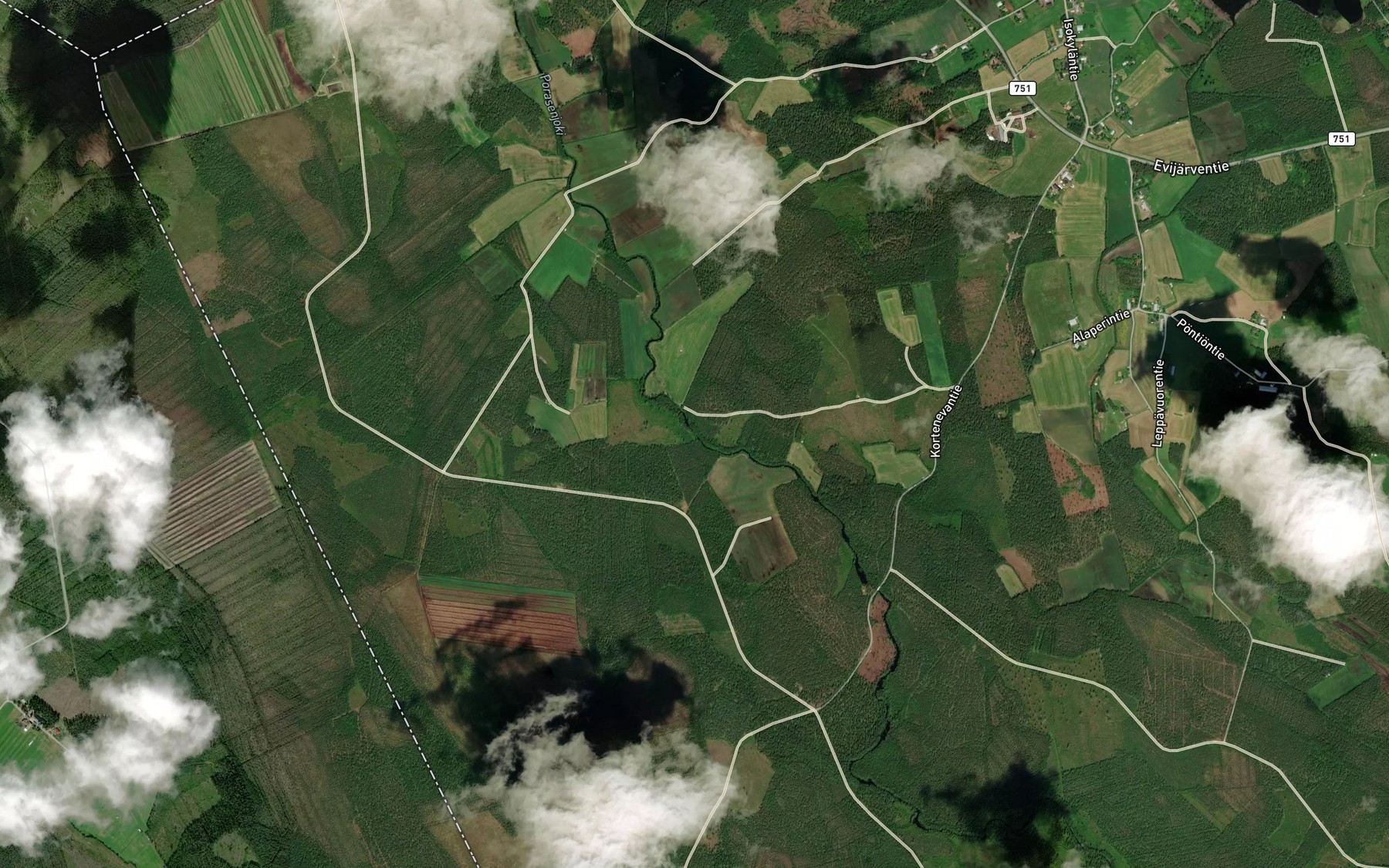 Satellite map of the Tiksenpakankoski