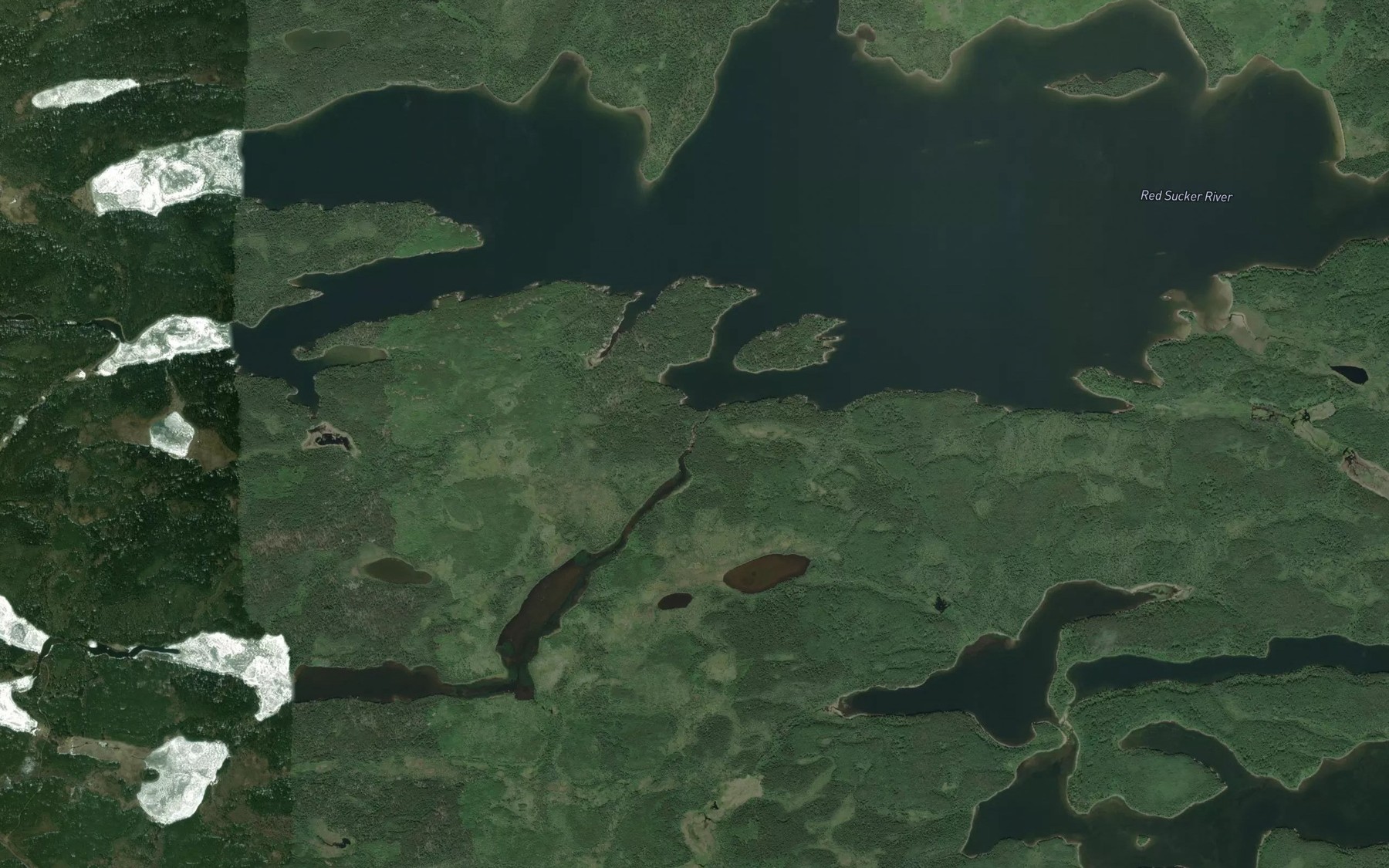 Satellite map of the Wasachewin Rapids