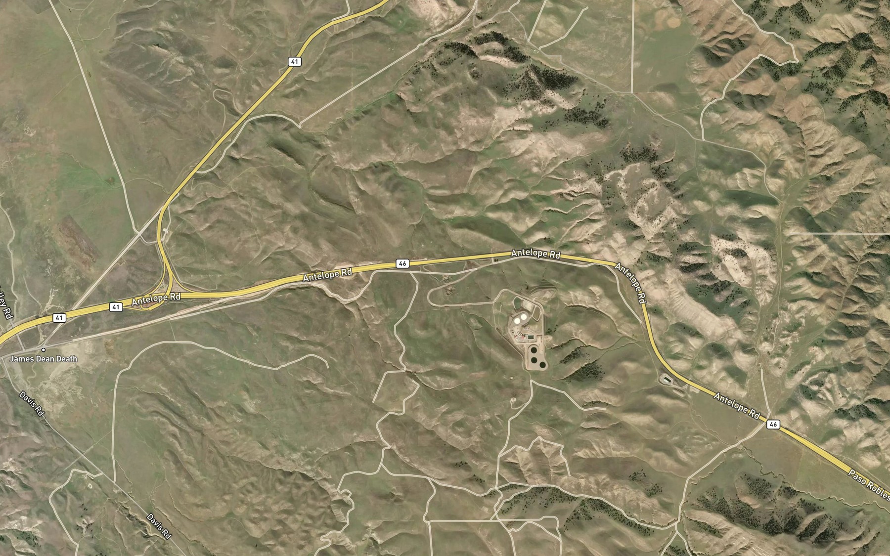 Satellite map of the Poison Water Pond