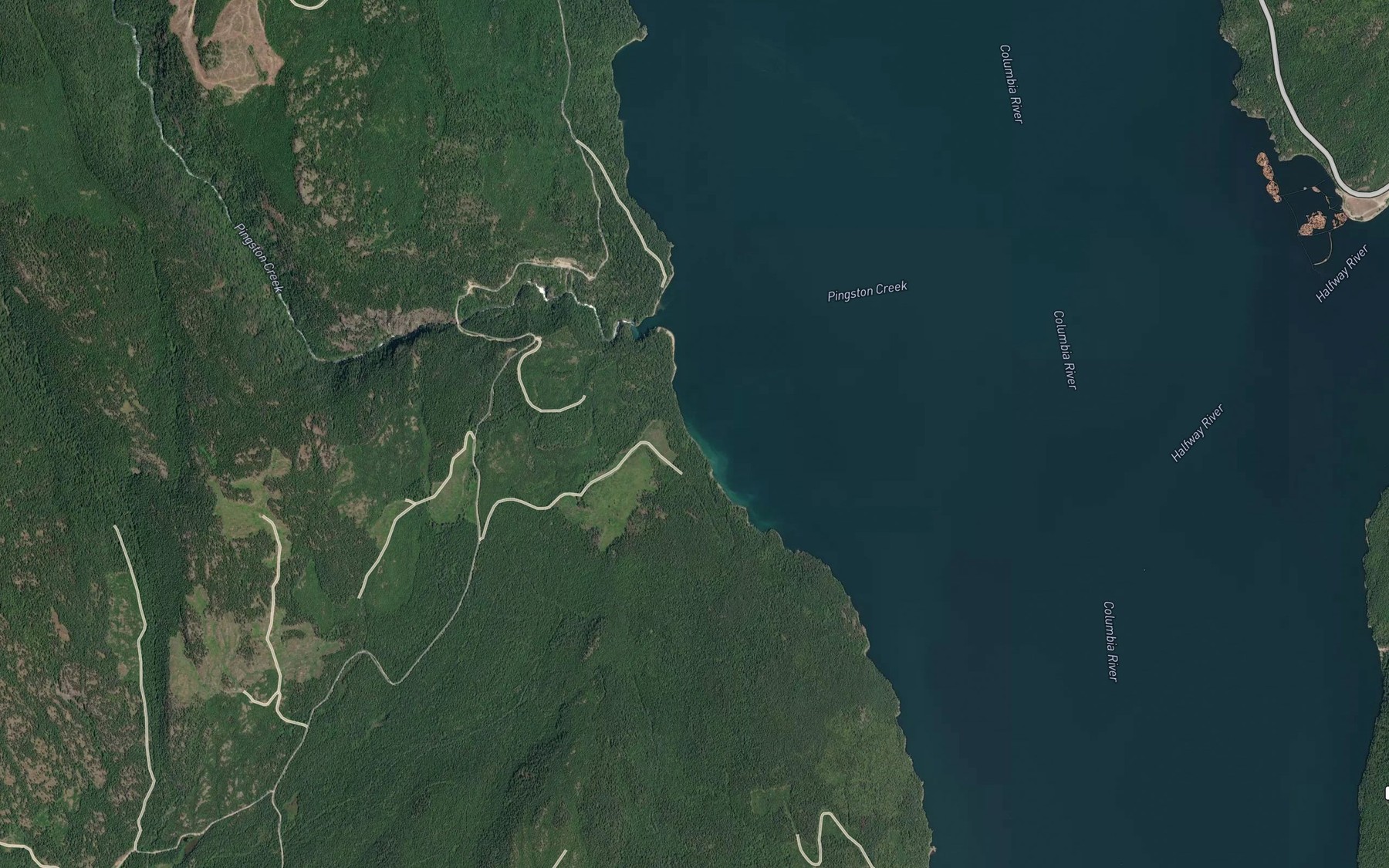 Satellite map of the Pingston Creek