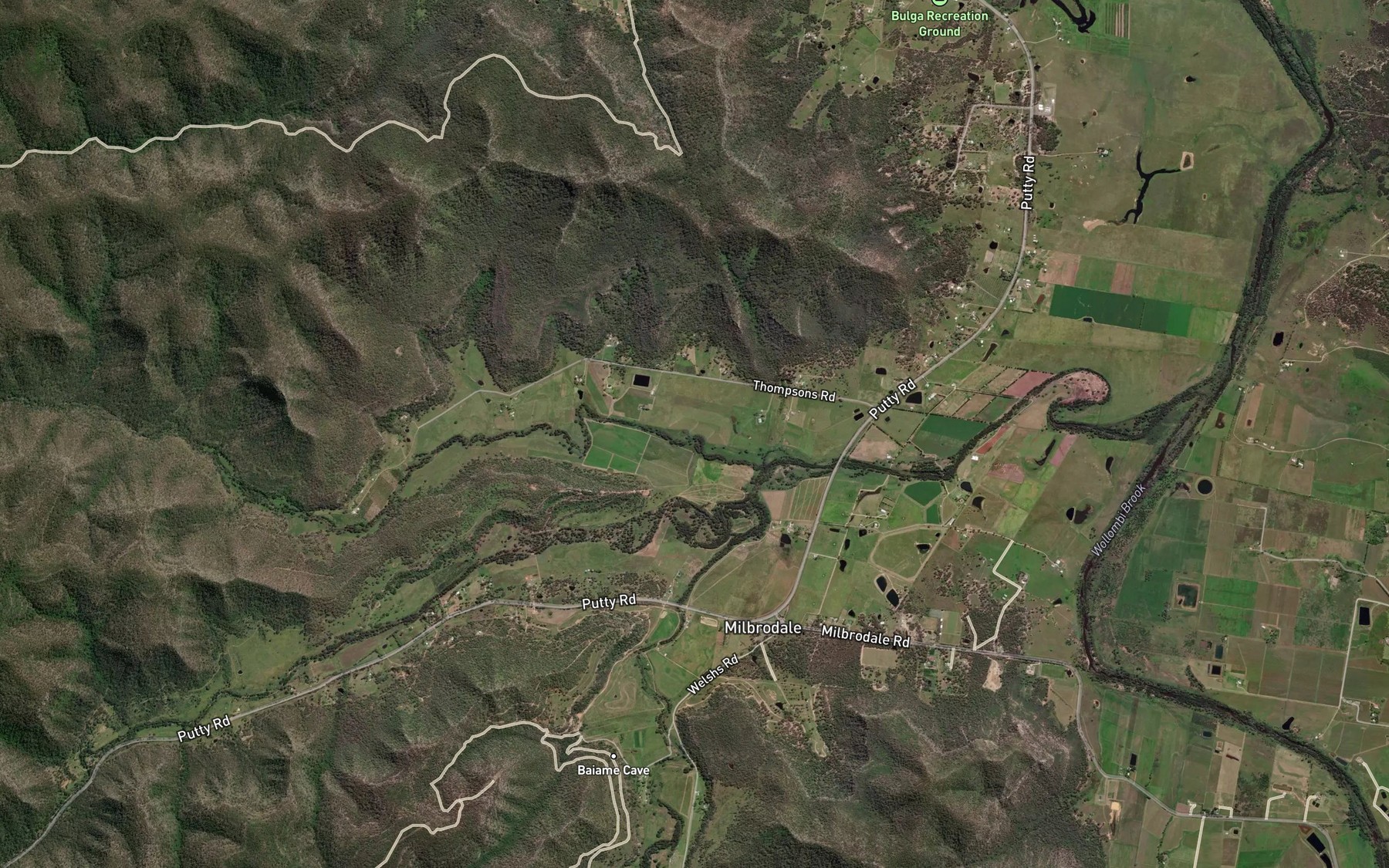 Satellite map of the Bulga Creek