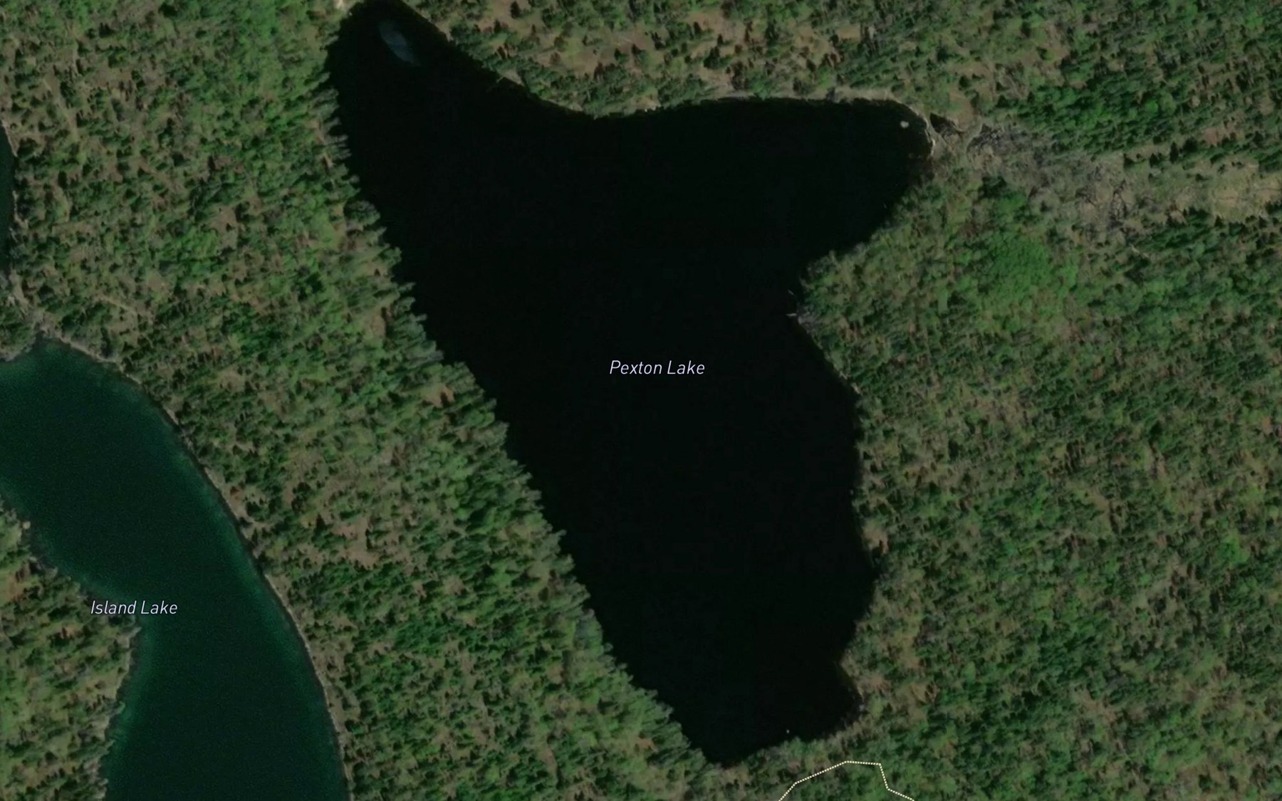 Satellite map of the Pexton Lake