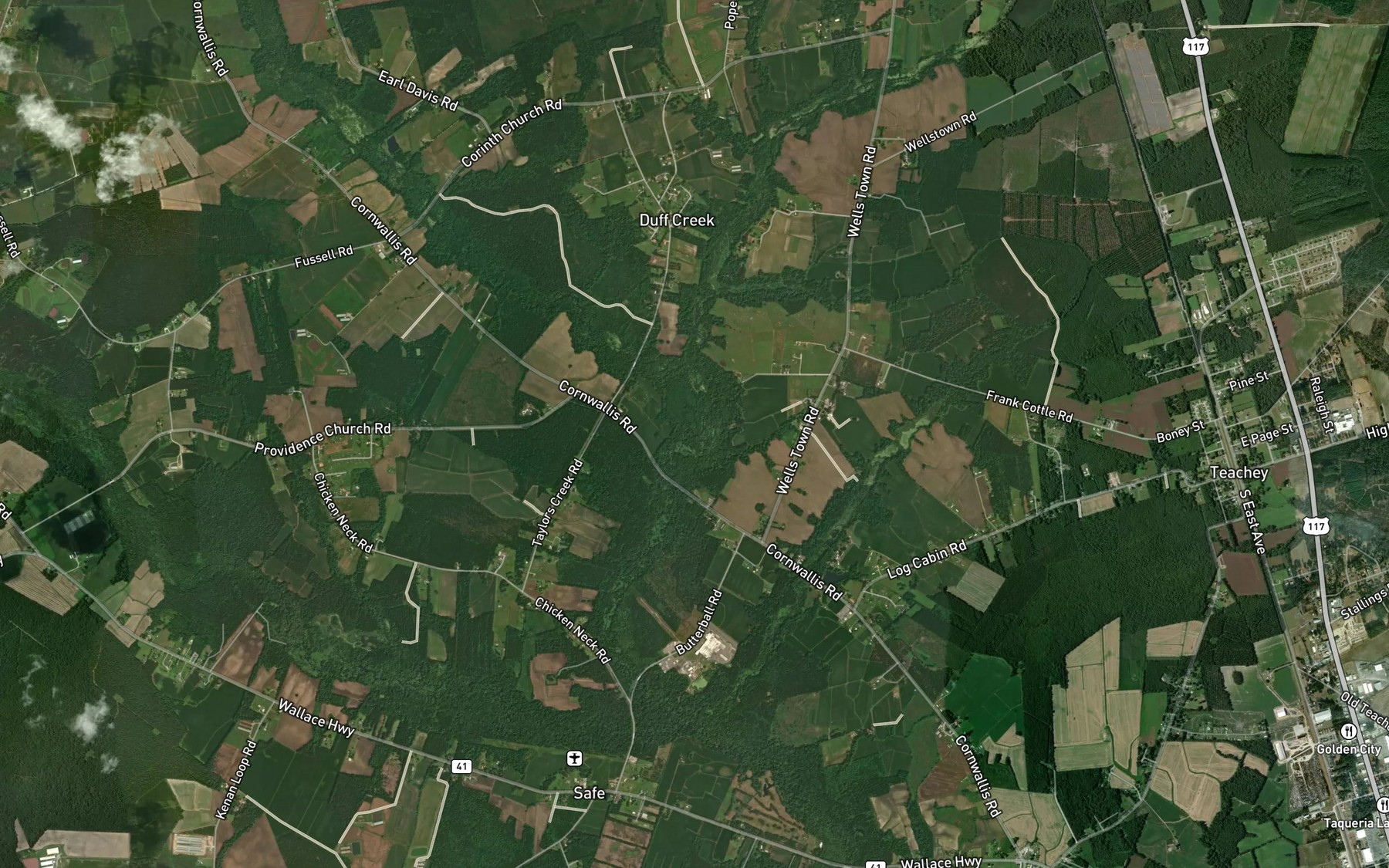 Satellite map of the Taylors Creek