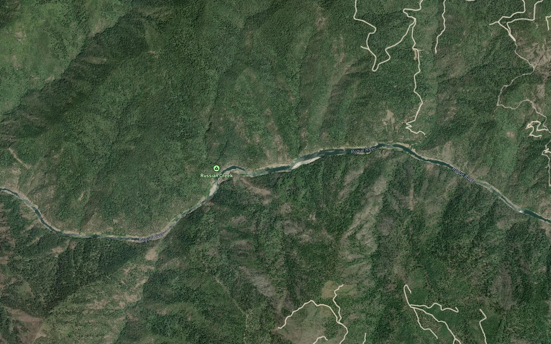 Satellite map of the Tyee Rapids