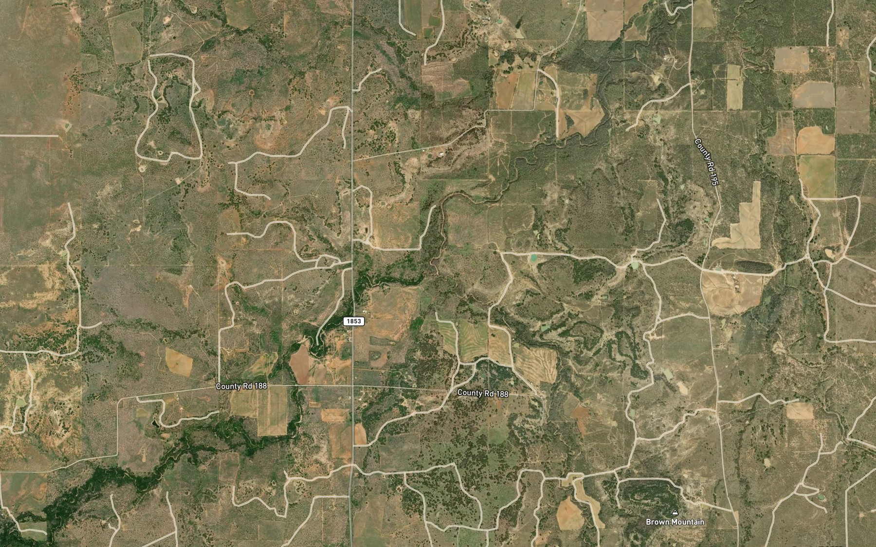 Satellite map of the Pecan Creek
